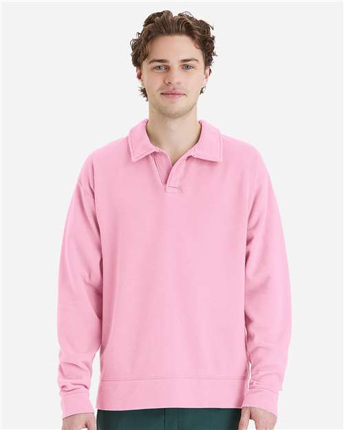 Unisex Garment-Dyed Polo Collar Sweatshirt - GDH490 11