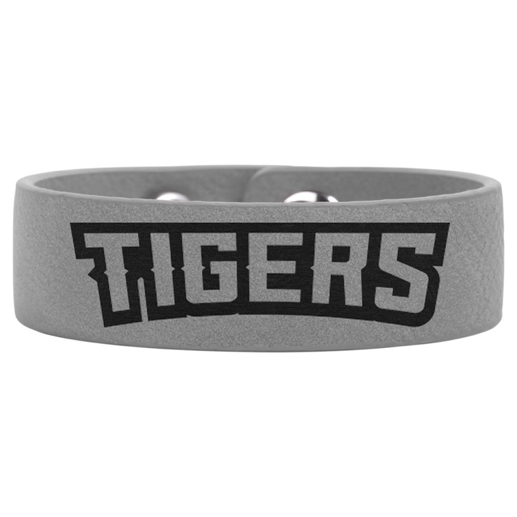 8 1/2" x 3/4" Gray Leatherette Youth Cuff Bracelet 5