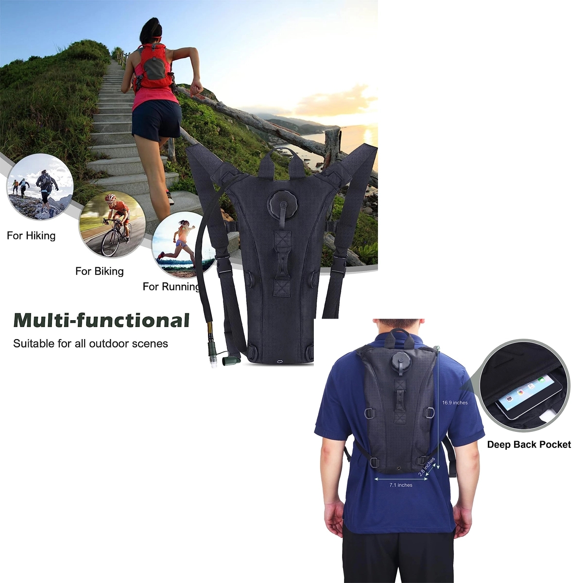 Hydration Pack Backpack with 3L Bladder 3