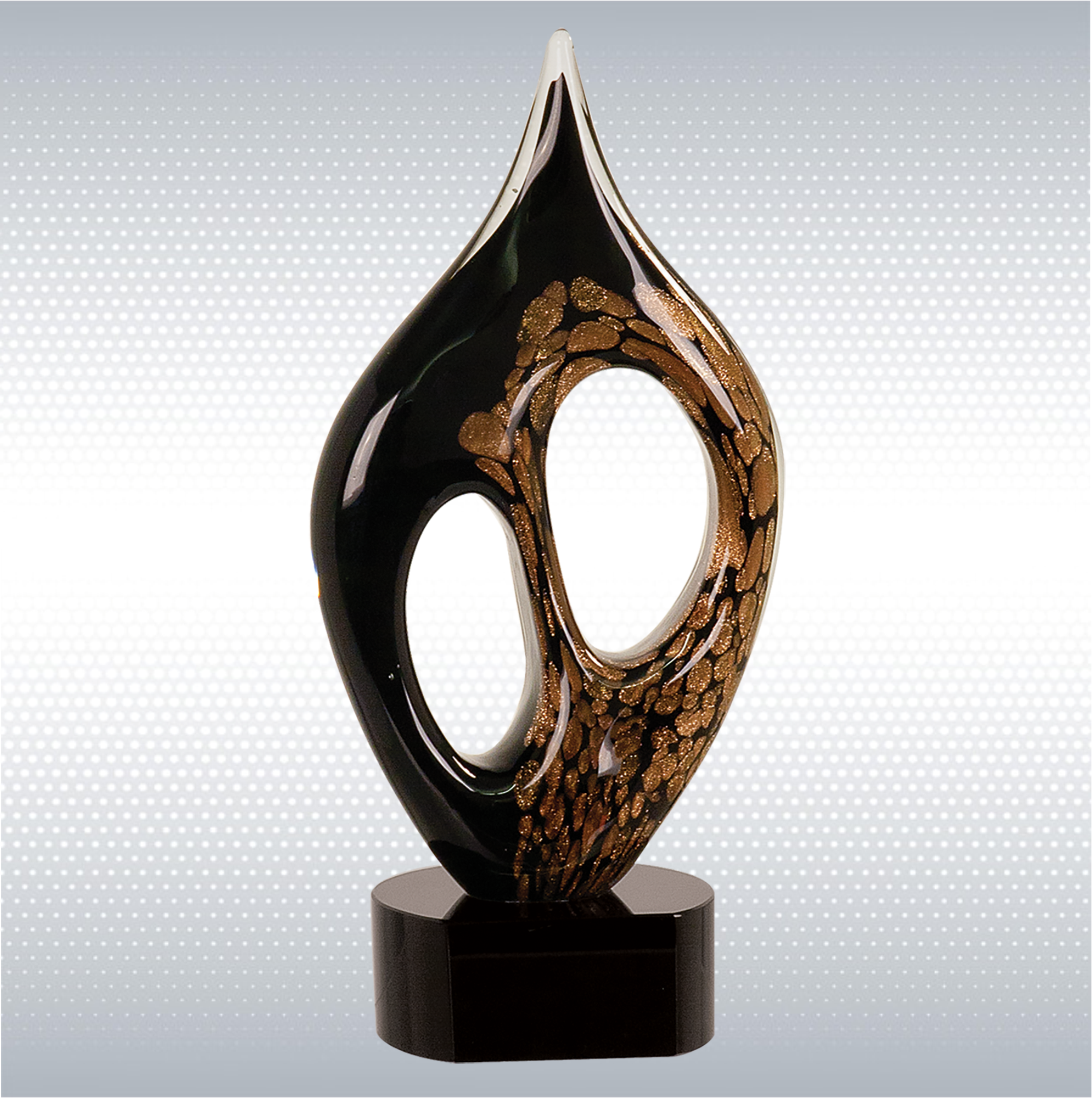 10 1/4" Black/Gold Coral Art Glass 5