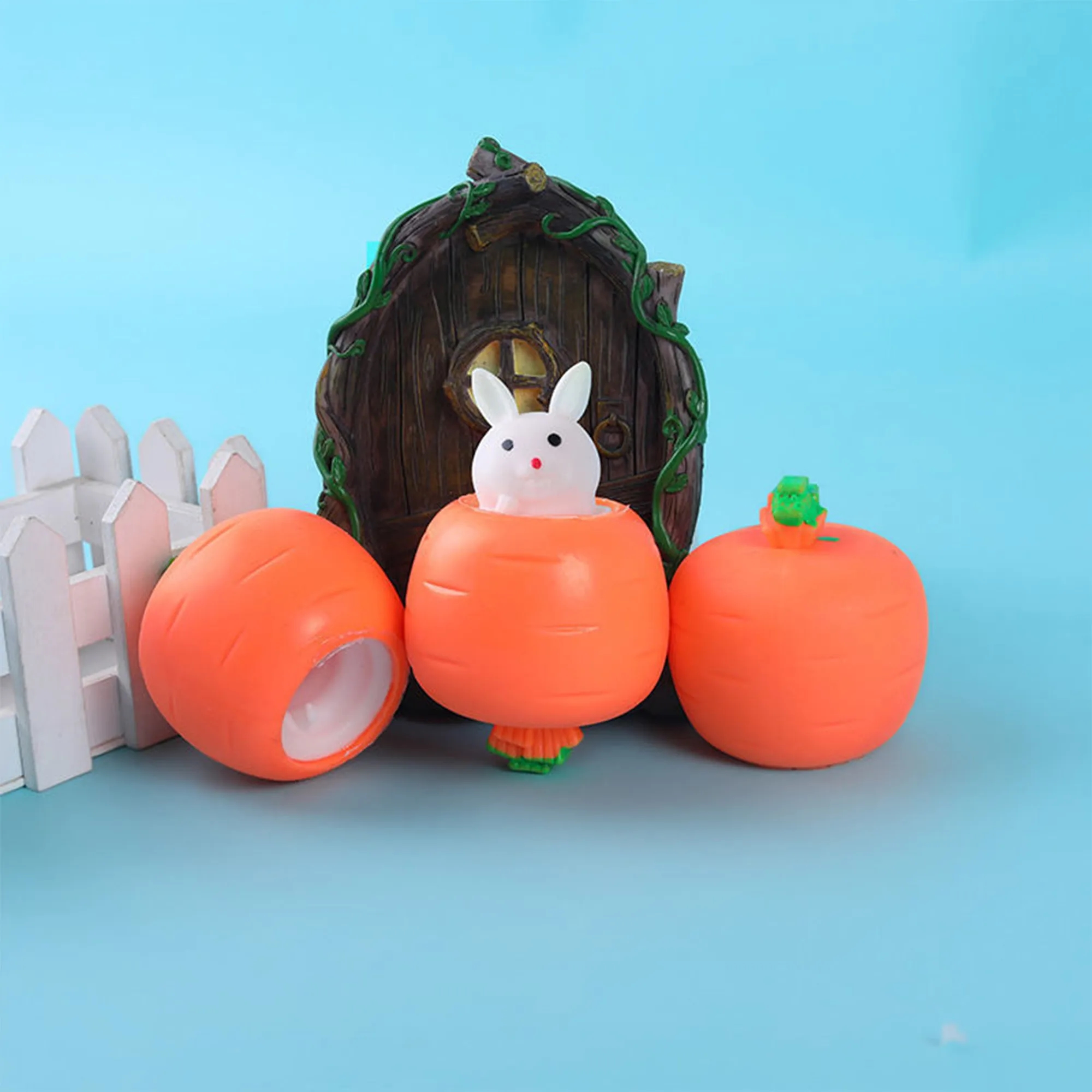 Vinyl Carrot Bunny Squeeze Stress Relief Toy 2