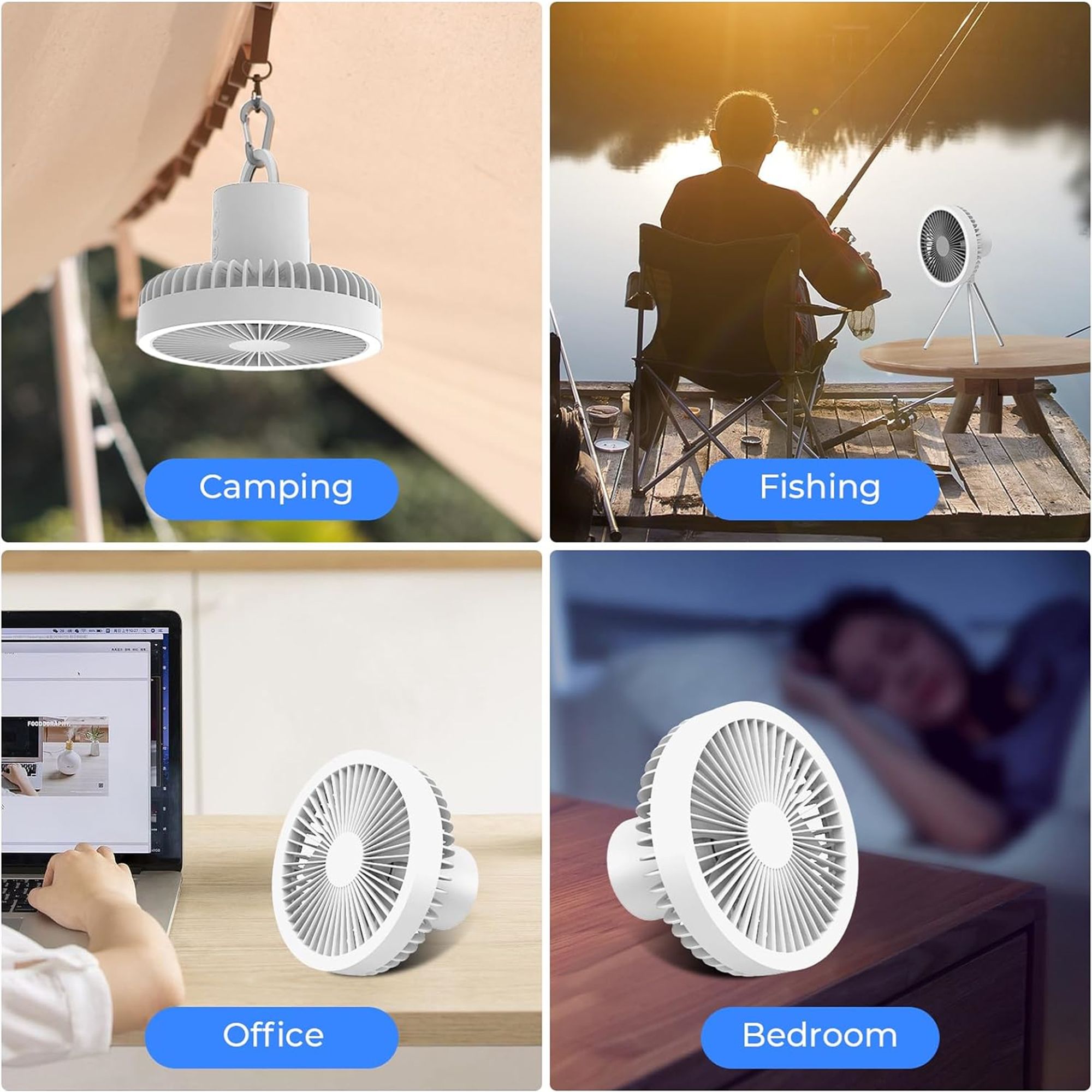 Camping Fan With LED Lantern 3