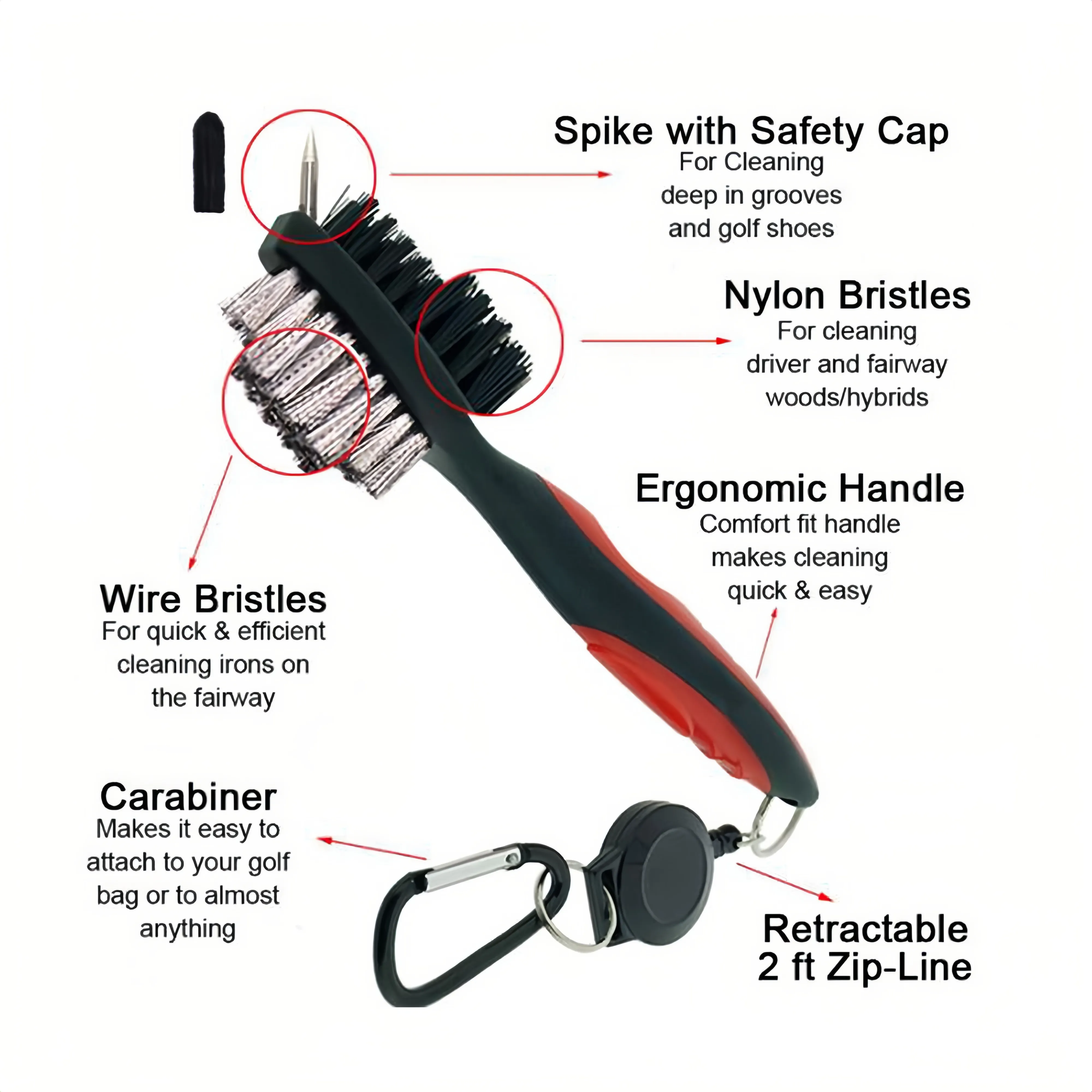Golf Club Cleaning Brush Dual-Bristle 3