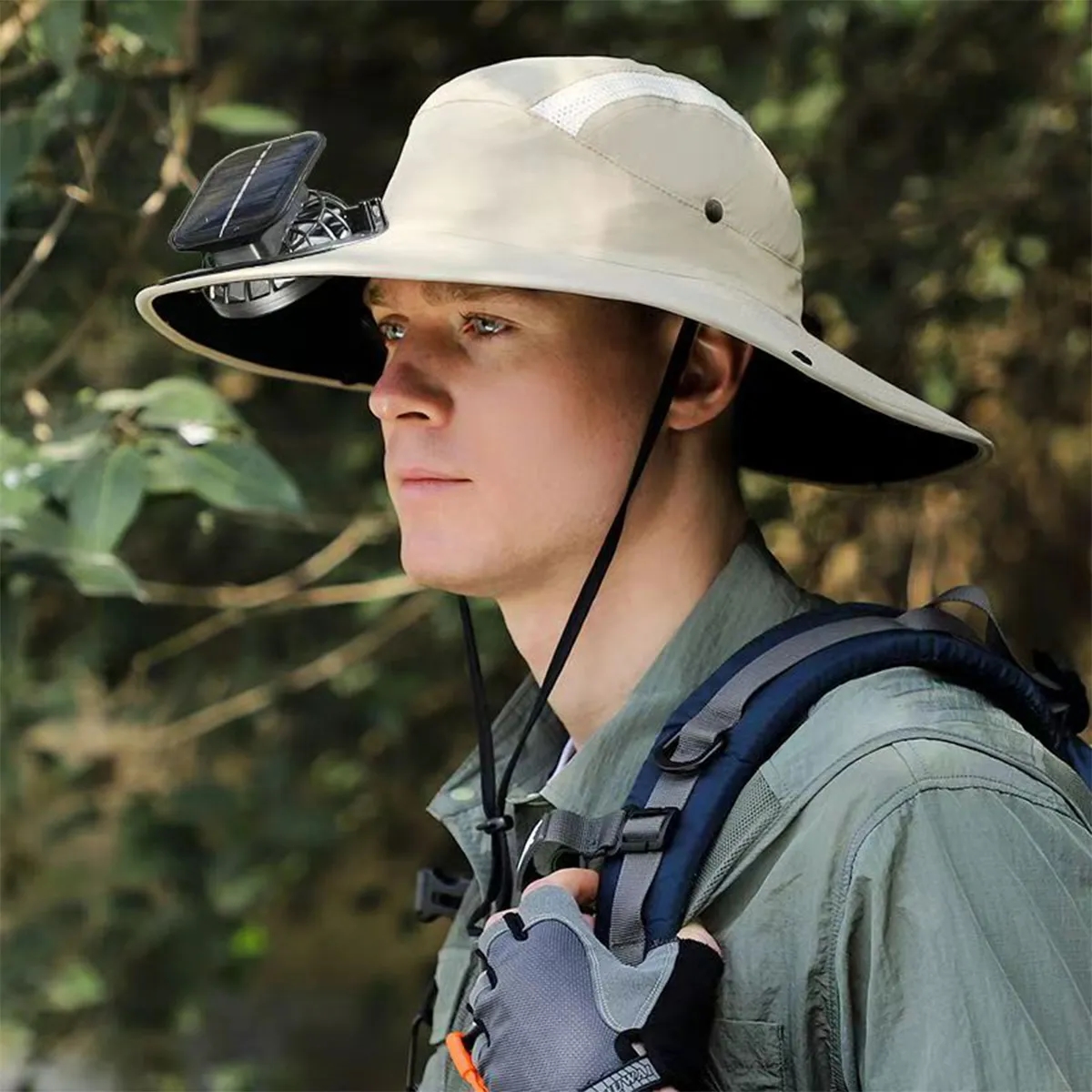 Solar Powered Cooling Boonie Hat With Fan And Wide Brim 4