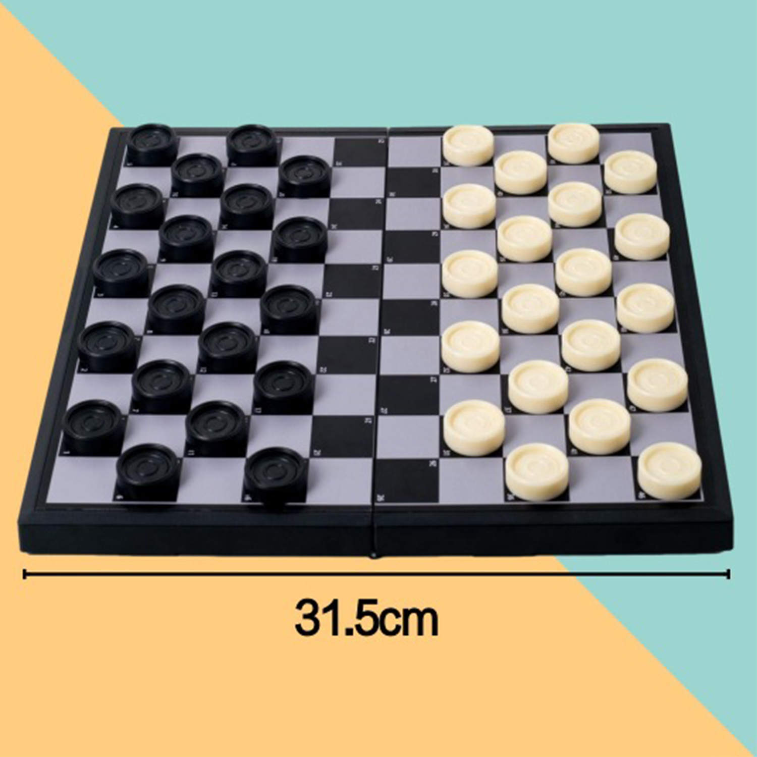12.4" Checkers Folding Wooden Game Set 3