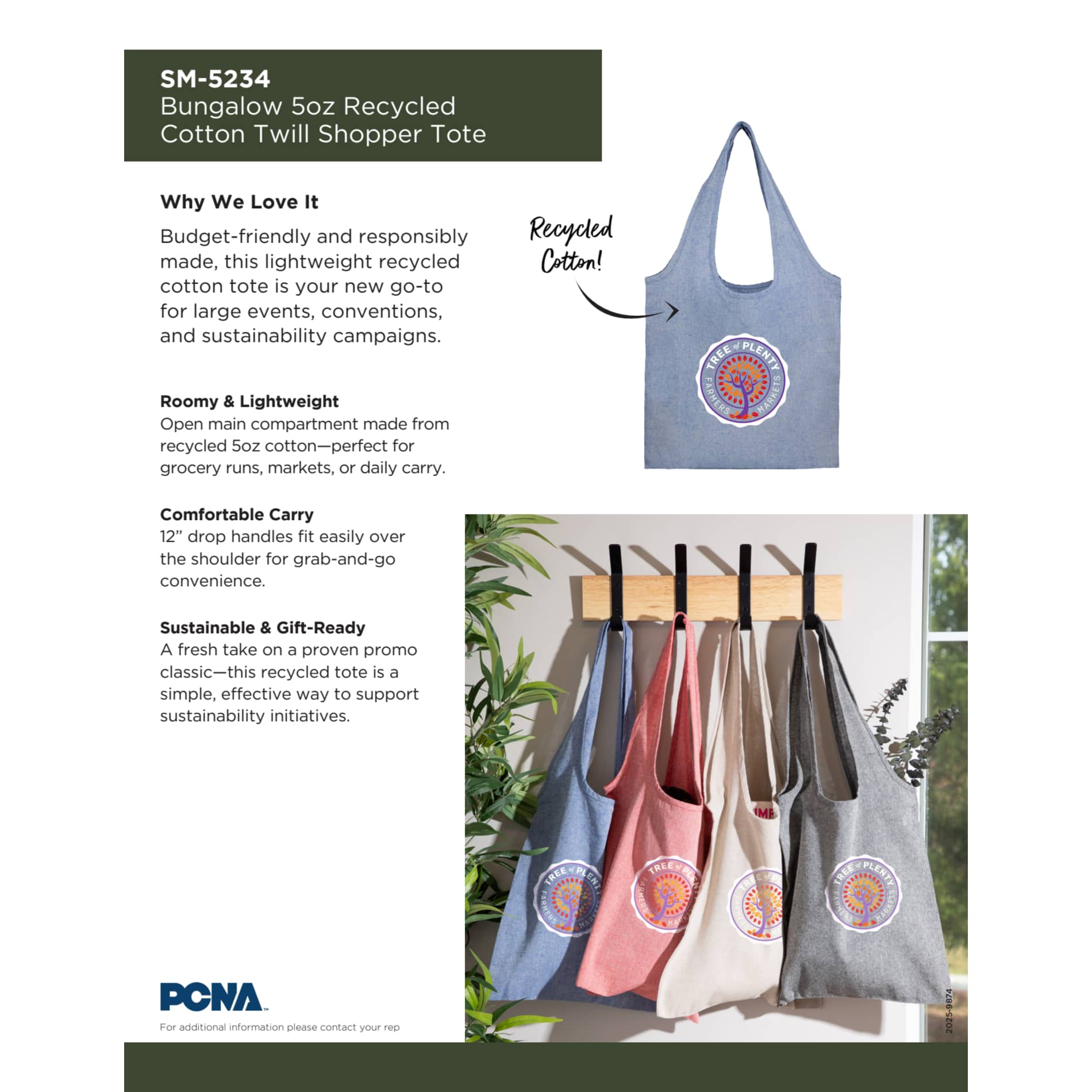 Bungalow 5oz Recycled Cotton Twill Shopper Tote 82