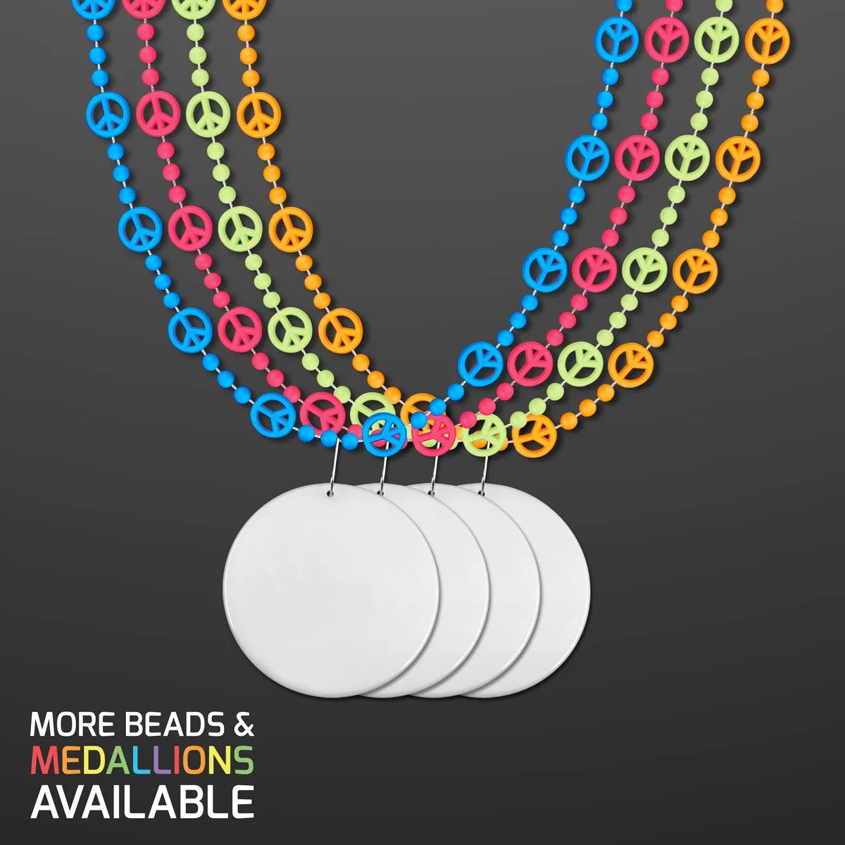 Peace Sign Bead Necklaces with White Medallion 3