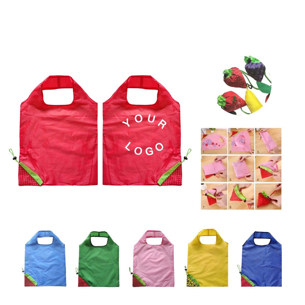 Compact Strawberry Shaped Shopping Bag Portable 4