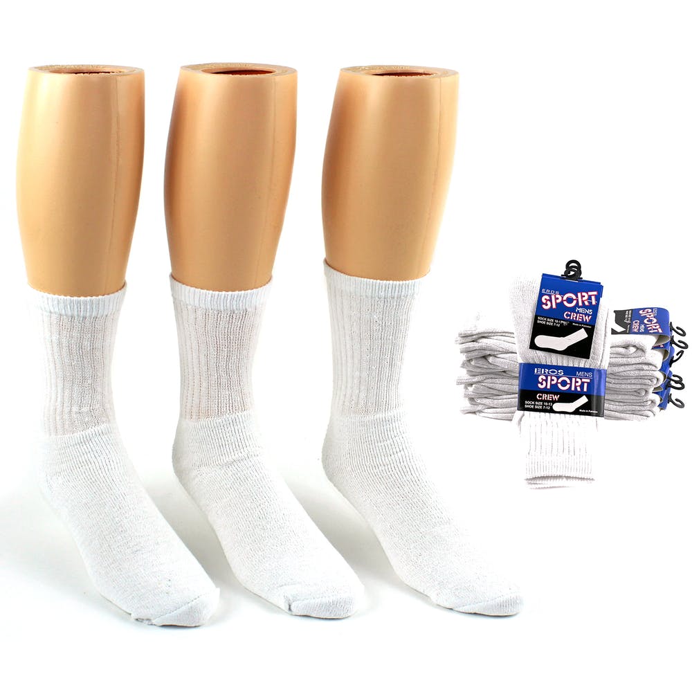 Men's Crew Socks - White 10-13 3 Pack 2