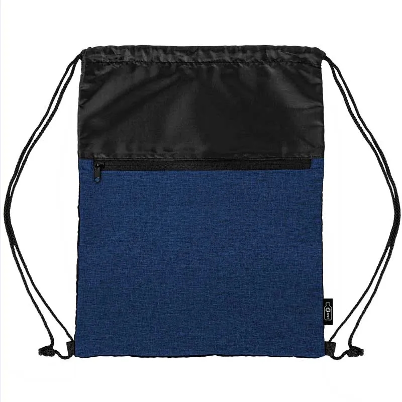rPET Heather Draw String Bag with Front Zipper Pocket 15