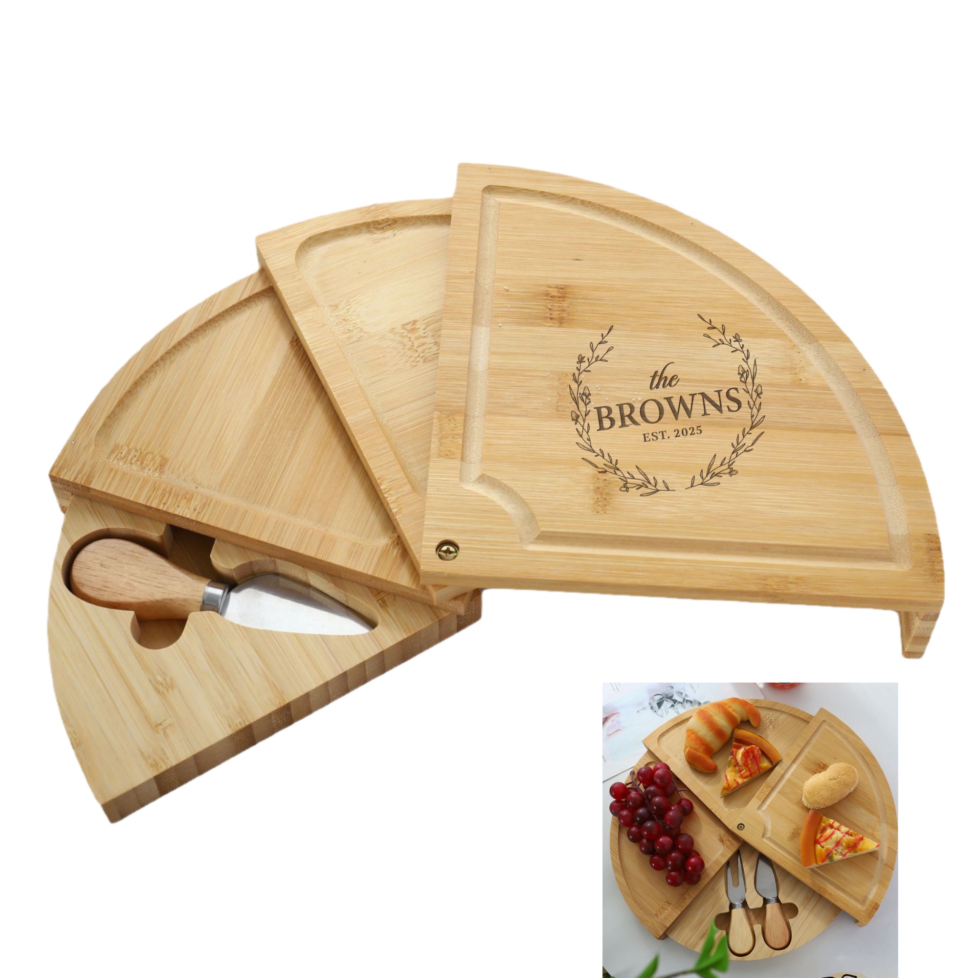 Bamboo Cheese Board and Knife Set 3