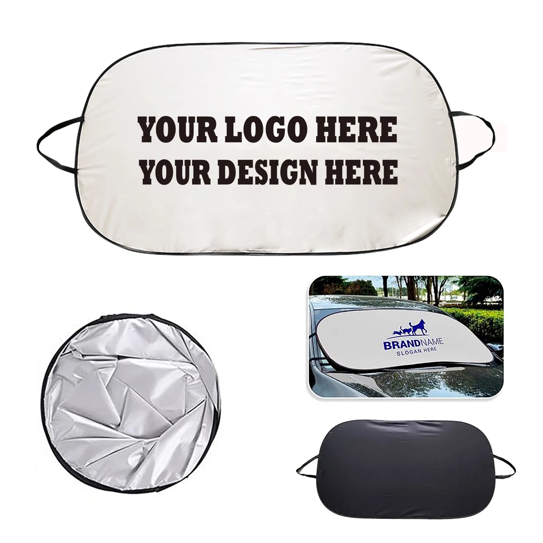 Windshield Summer Car Sun Shade With Small Pouch 1