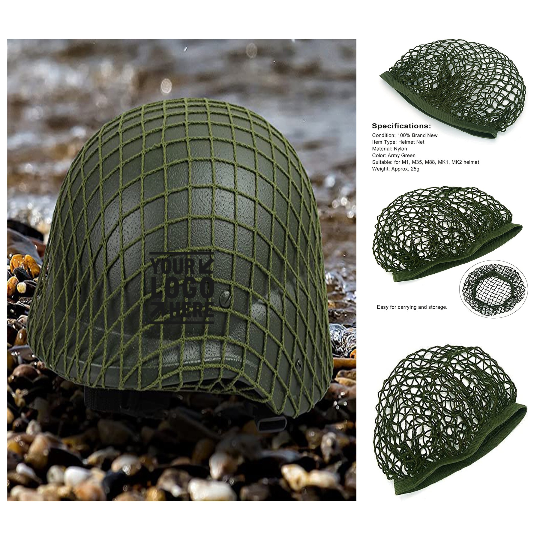 Army Green Nylon Helmet Camouflage Net Cover 2