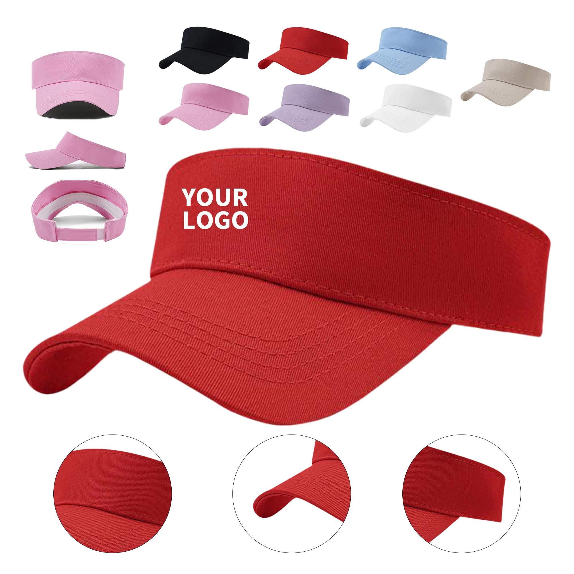 Cotton Sports Sun Visor Hat with Adjustable Headband 6