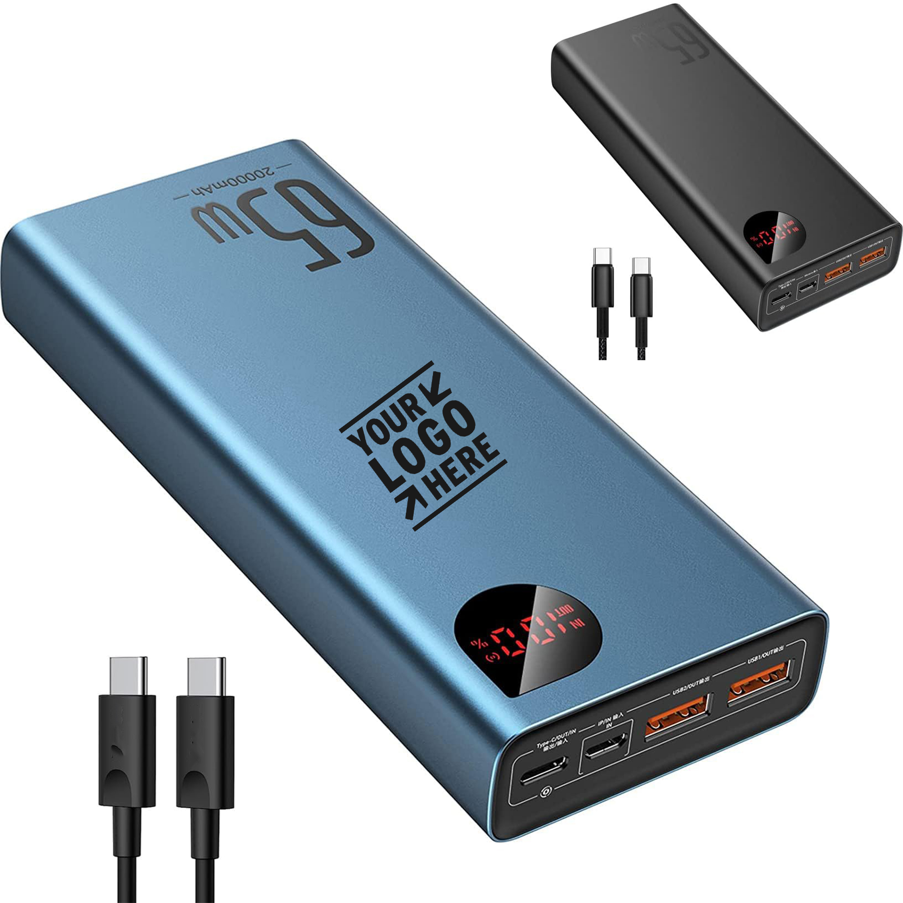 65W 20000mAh Portable Fast Charging USB C 4-Port PD3.0 Battery Pack Laptop Charger Power Bank 2