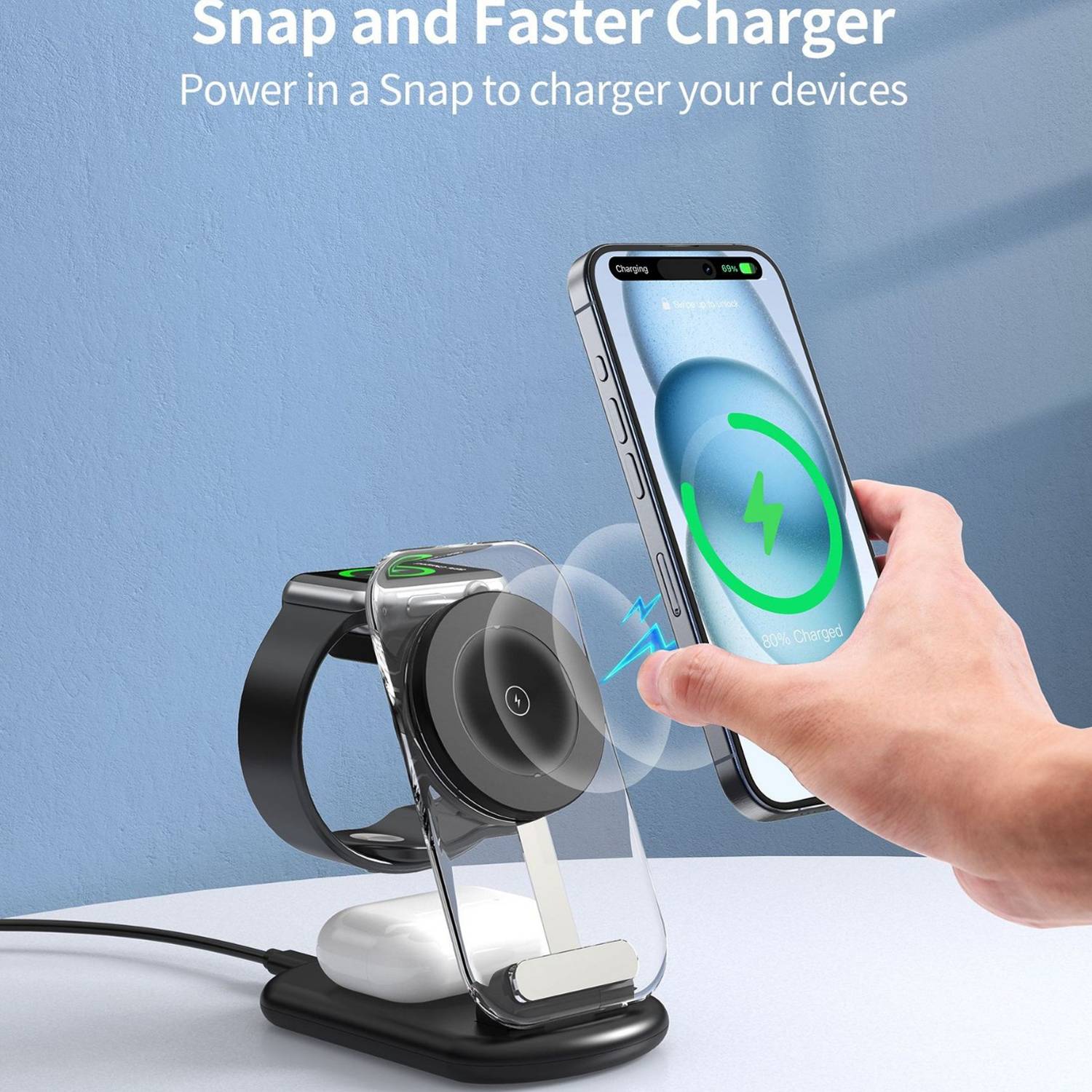 3 In 1 15W Magnetic Wireless Charger Phone Holder 5