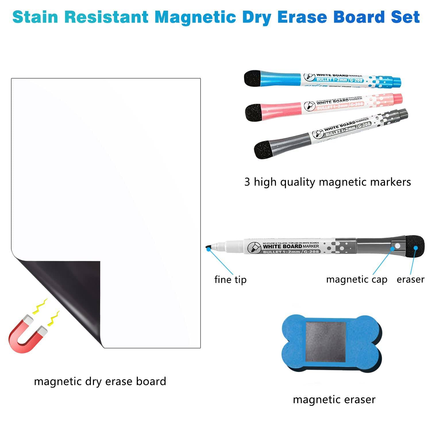 12x8 Inch Magnetic Dry Erase Whiteboard Set 8