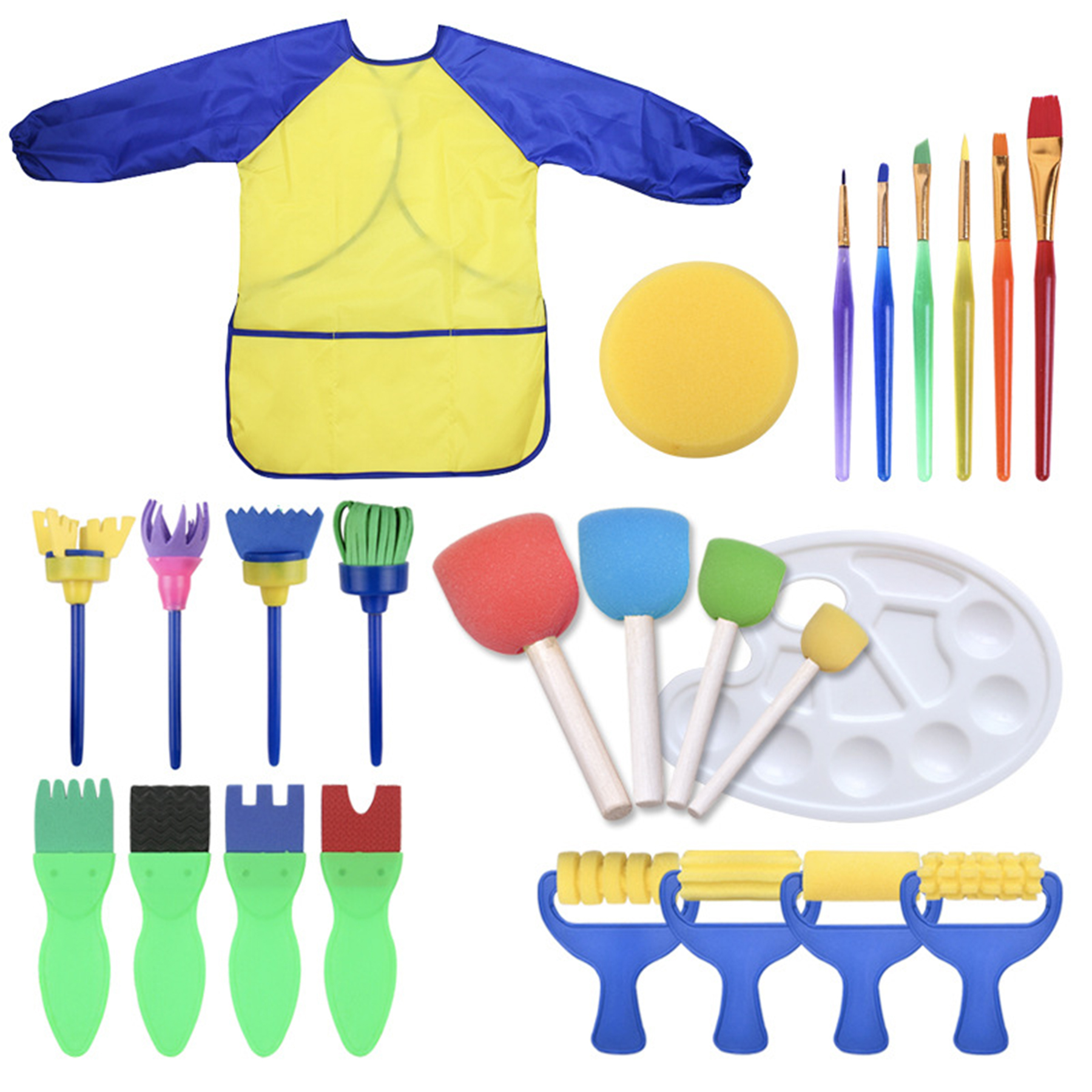 Plastic Sponge brush palette painting set of 25 pieces 2