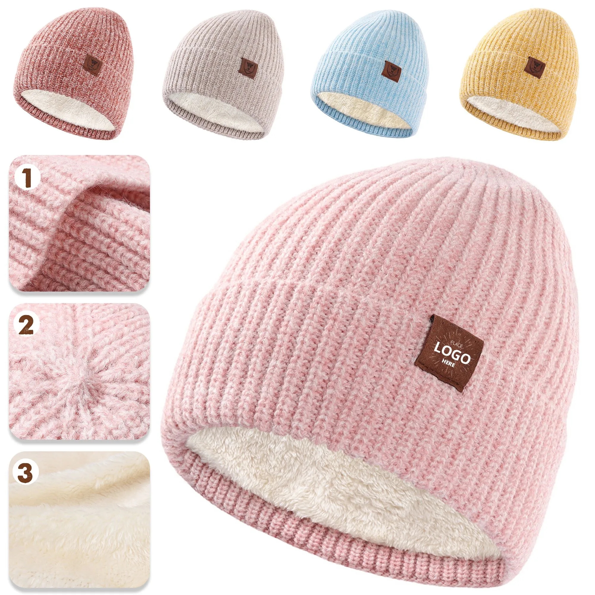 Winter Thick Knit Beanie Hats 1