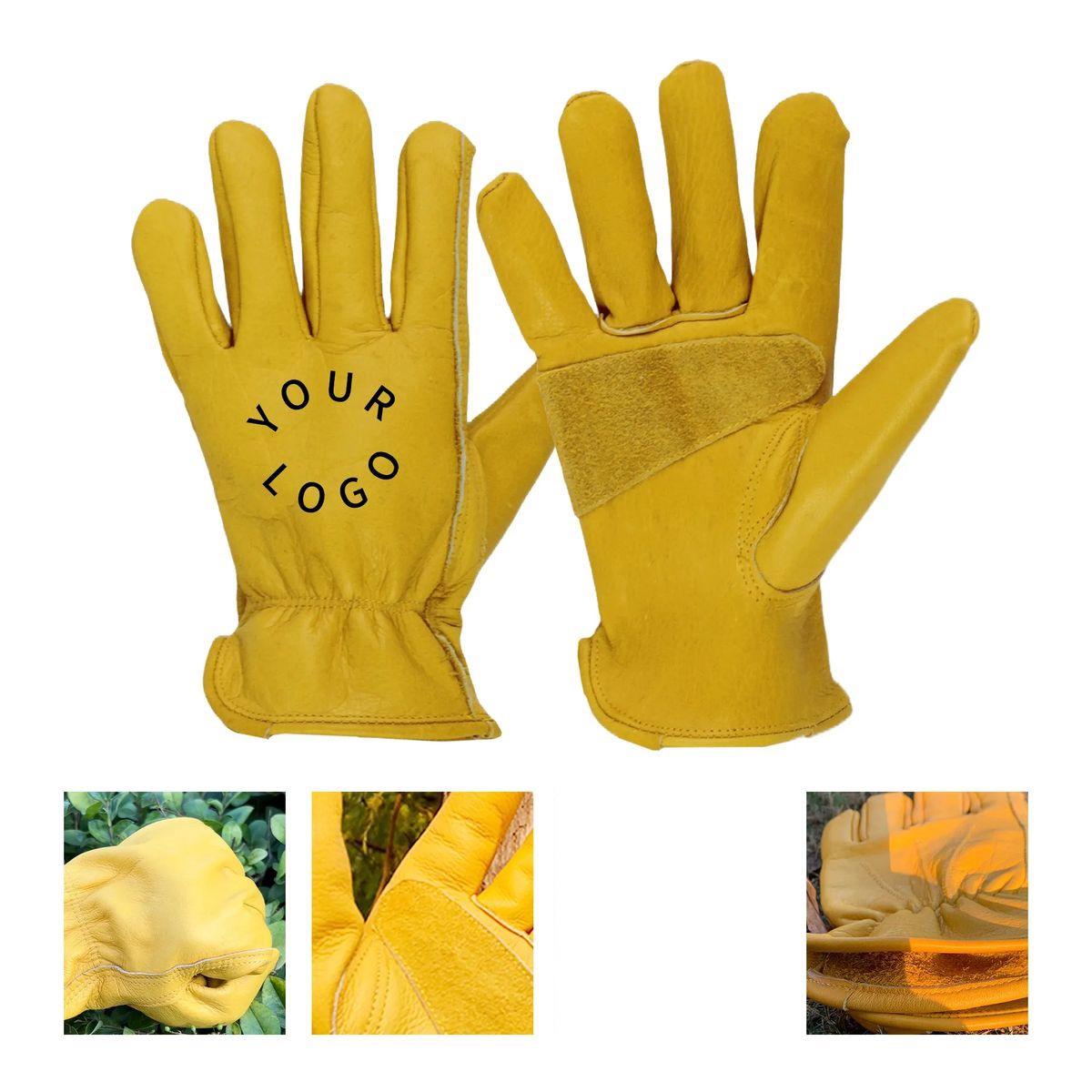 BC Grade Leather Work Gloves with Grip 2