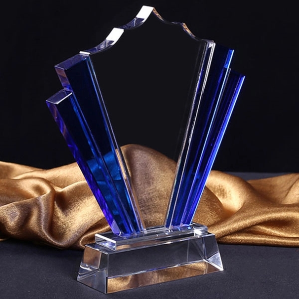 Custom Blue Crown Crystal Award Trophy 3