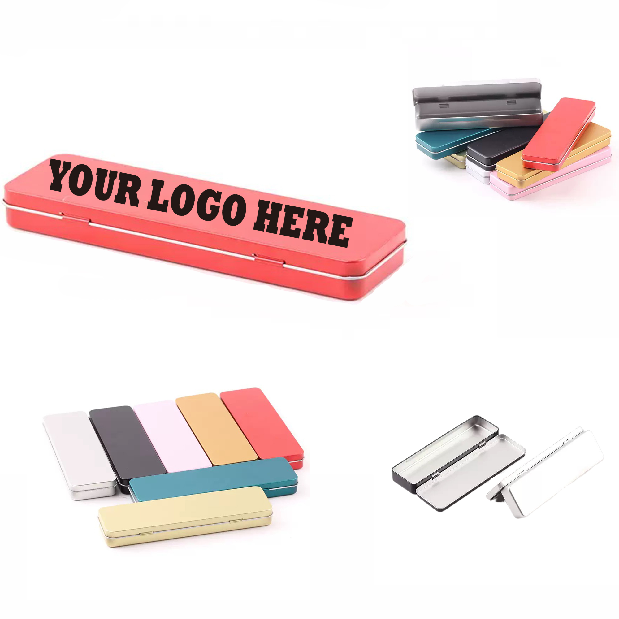 Tinplate Pencil Case Metal Flip-top Container MOQ 10pcs 4