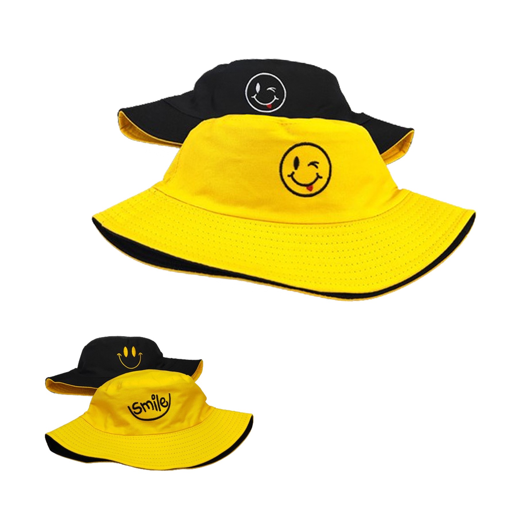Cotton Bucket Hat With Smile Embroidery 2