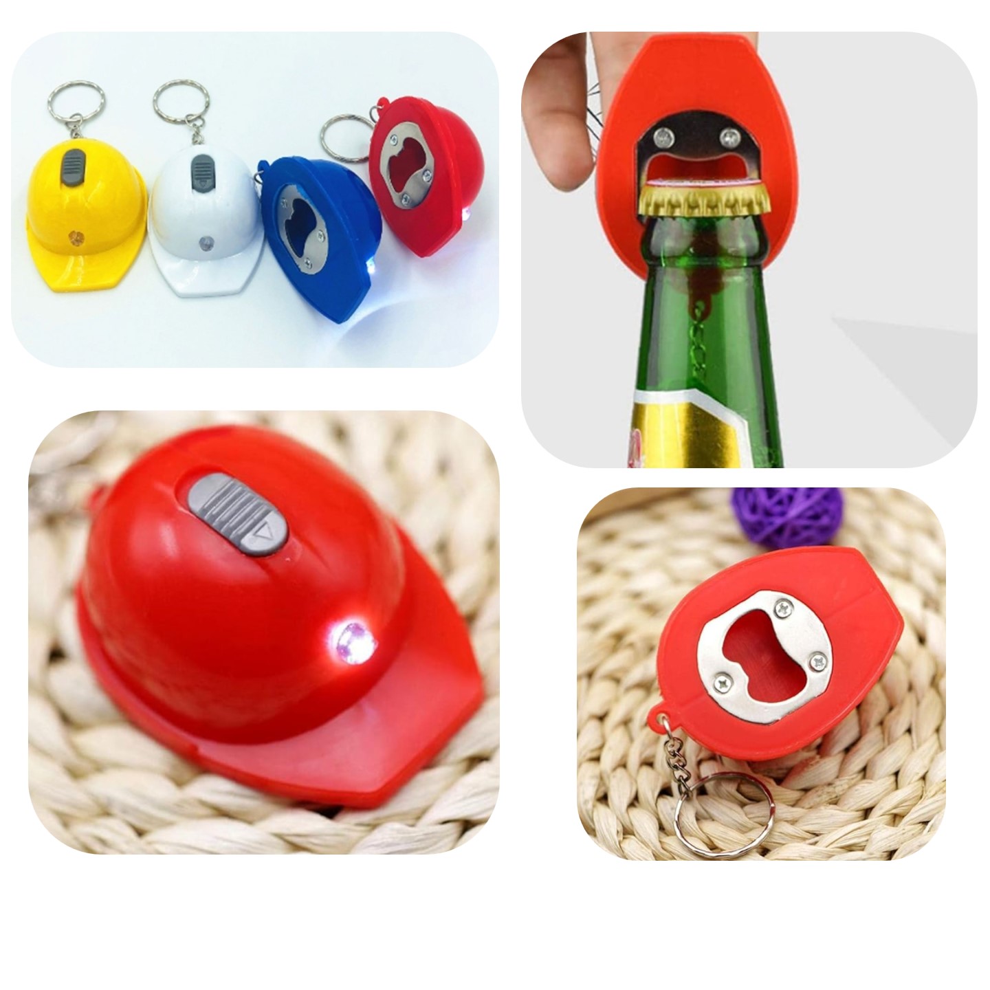 Helmet Keychain flashlight Bottle Openers 4