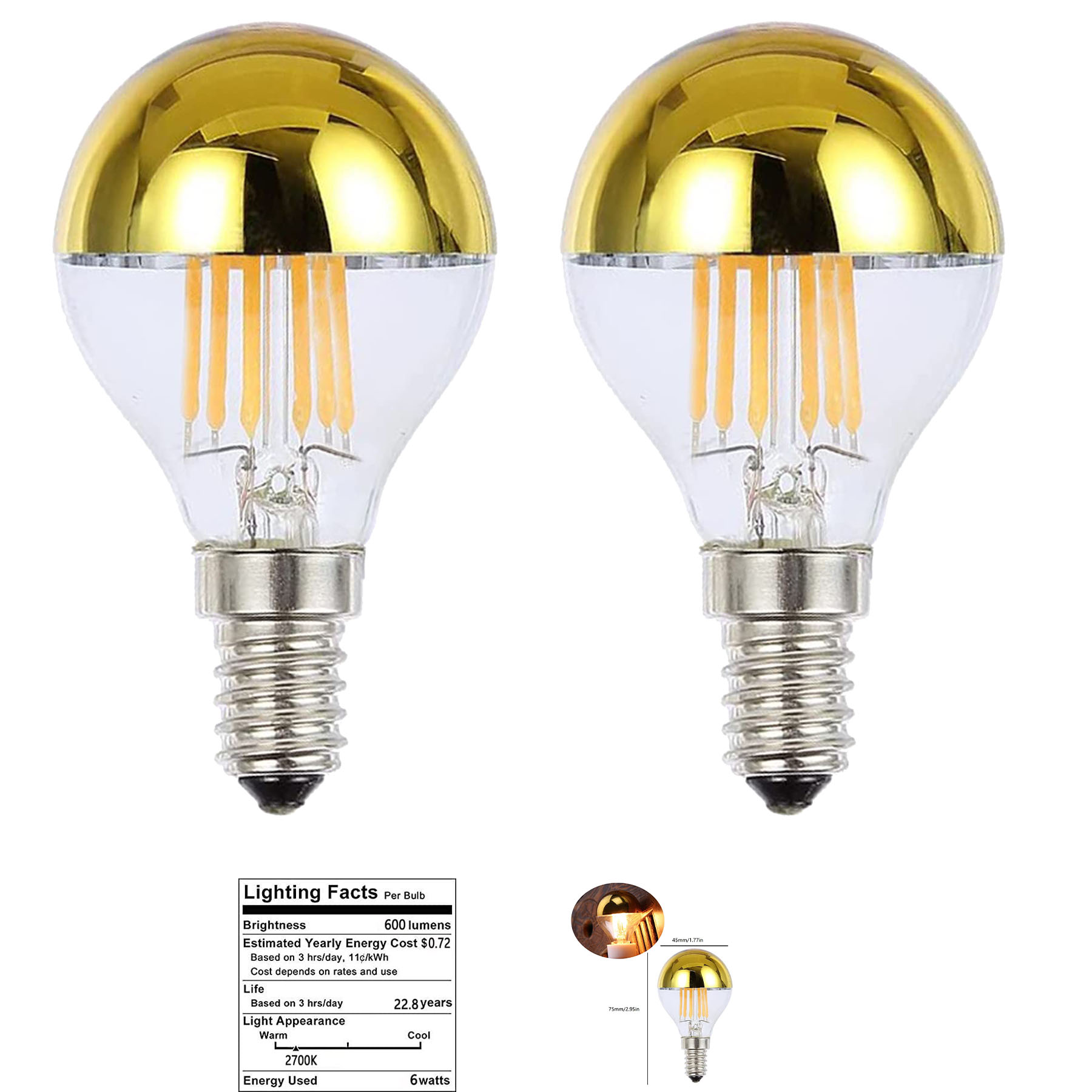 Half Chrome Gold Light Bulbs 2