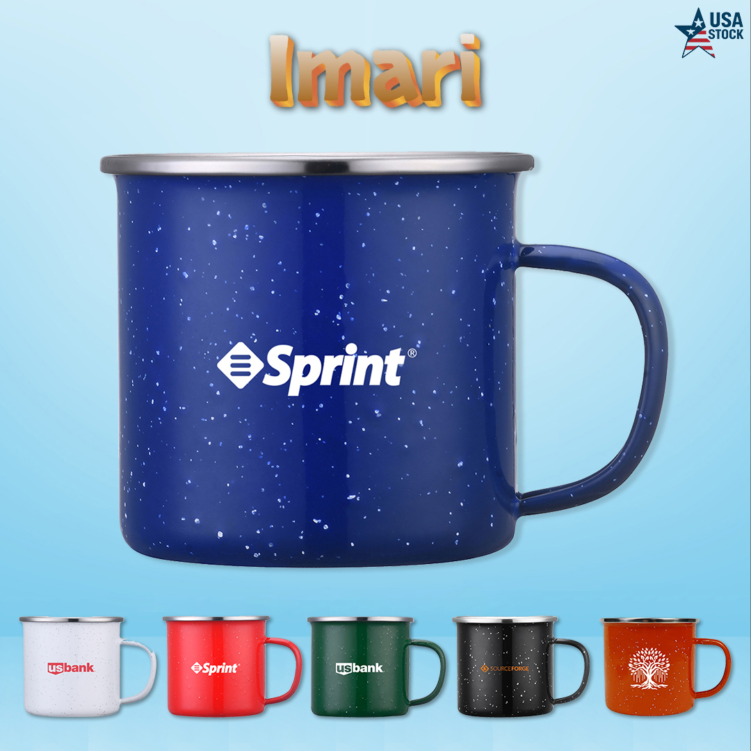 Imari 16oz Speckled Enamel Mug with Stainless Steel Rim 6