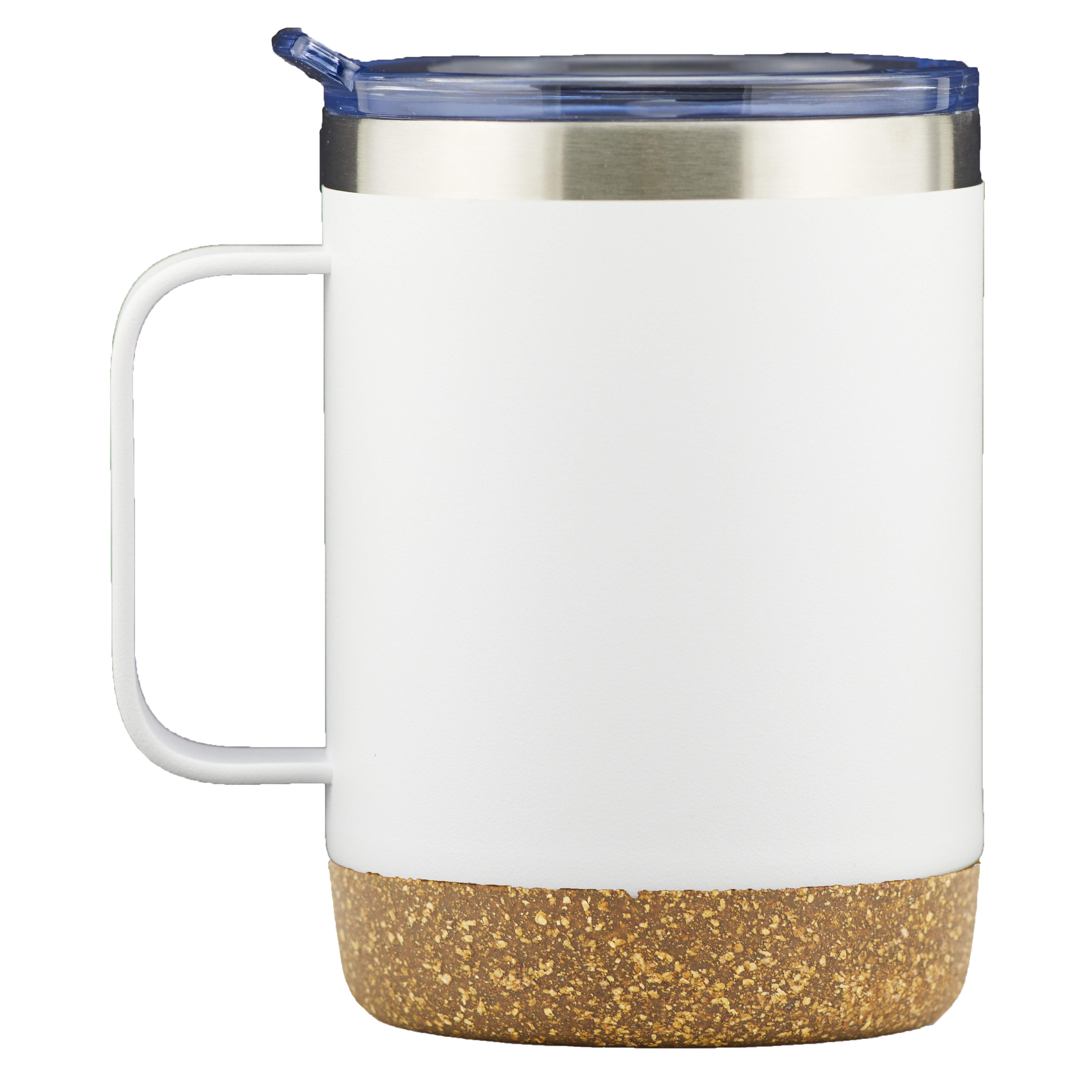 Classic 12oz Double Walled Stainless Steel Campfire Mug with Cork Bottom (White)