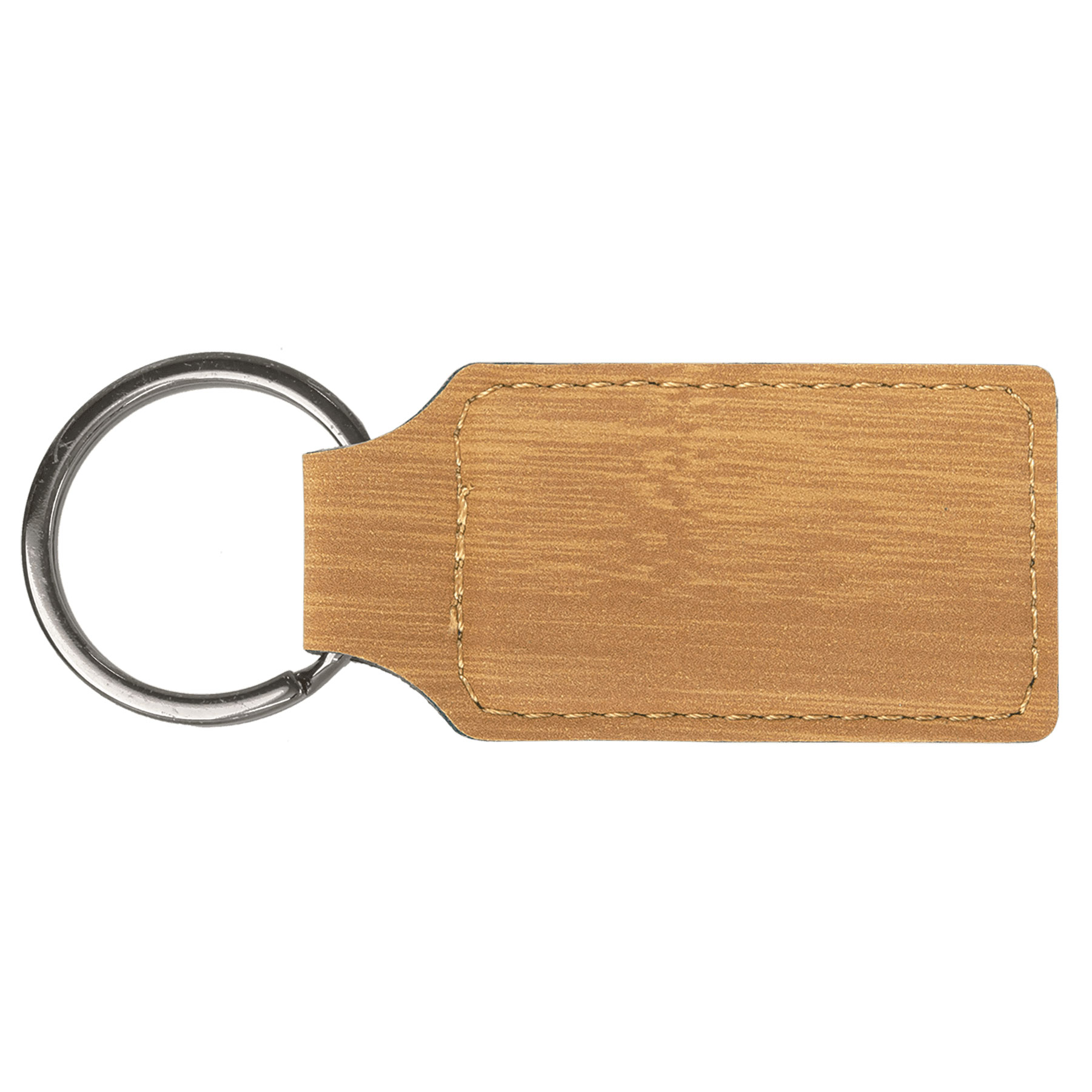 Bamboo Leatherette Rectangle Keychain 2
