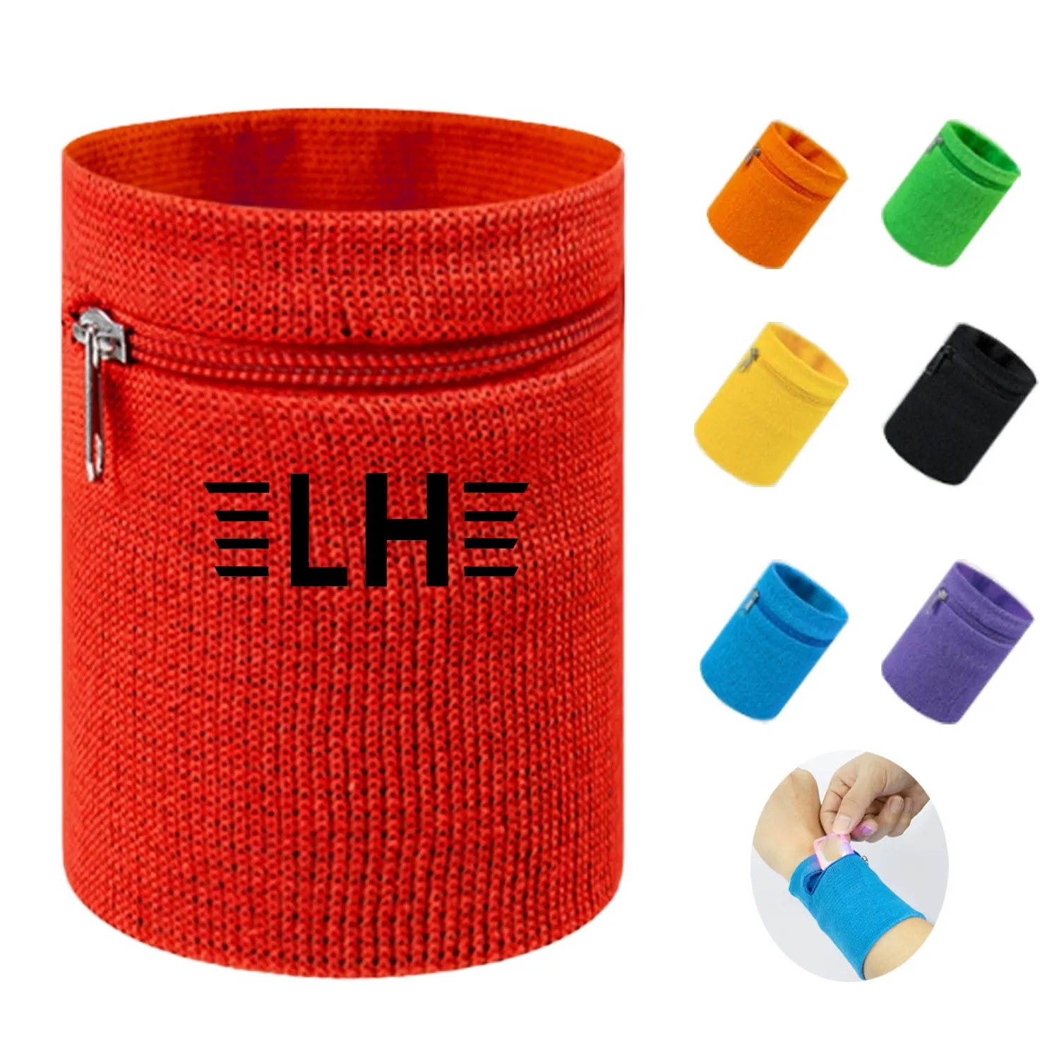 Sports Wristband W/ Zipper Pocket 1