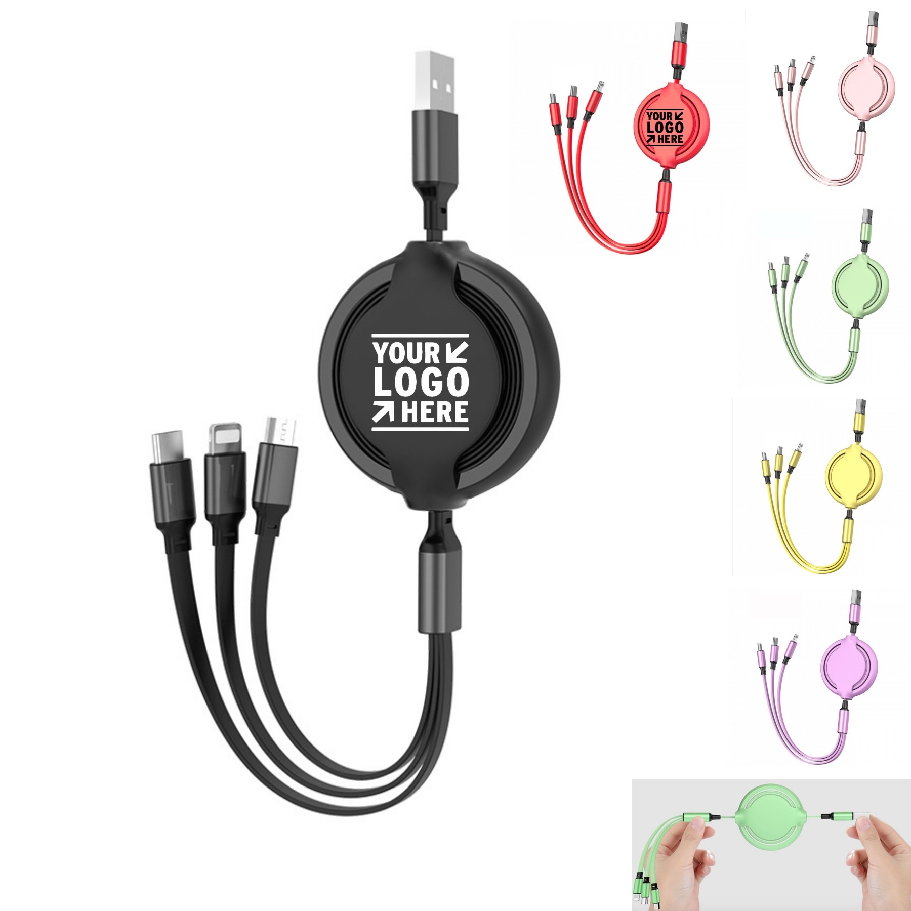 Aluminum Alloy 3 In 1 Telescopic Charging Cable