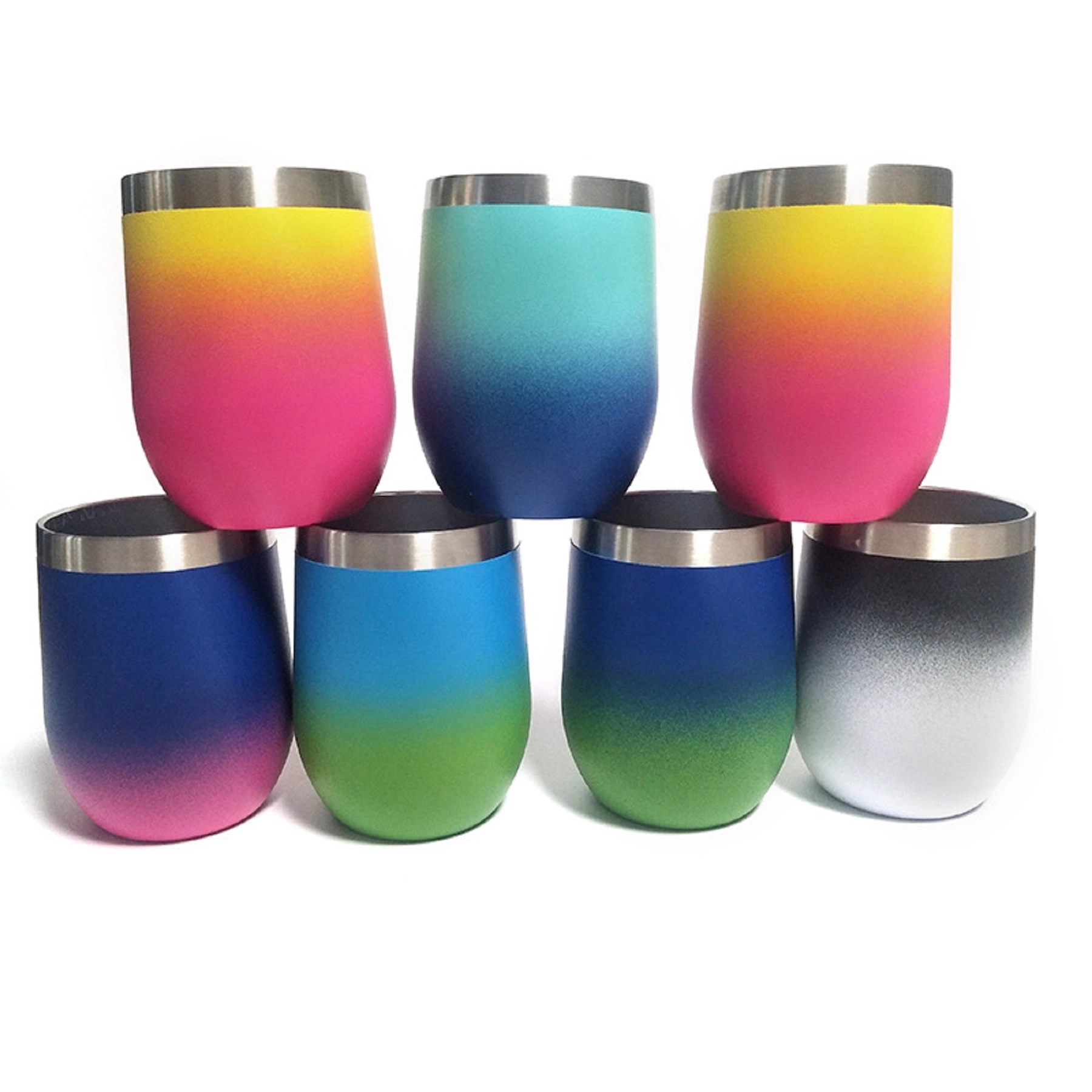 12oz Gradient Color Wine Tumbler with Lid 18