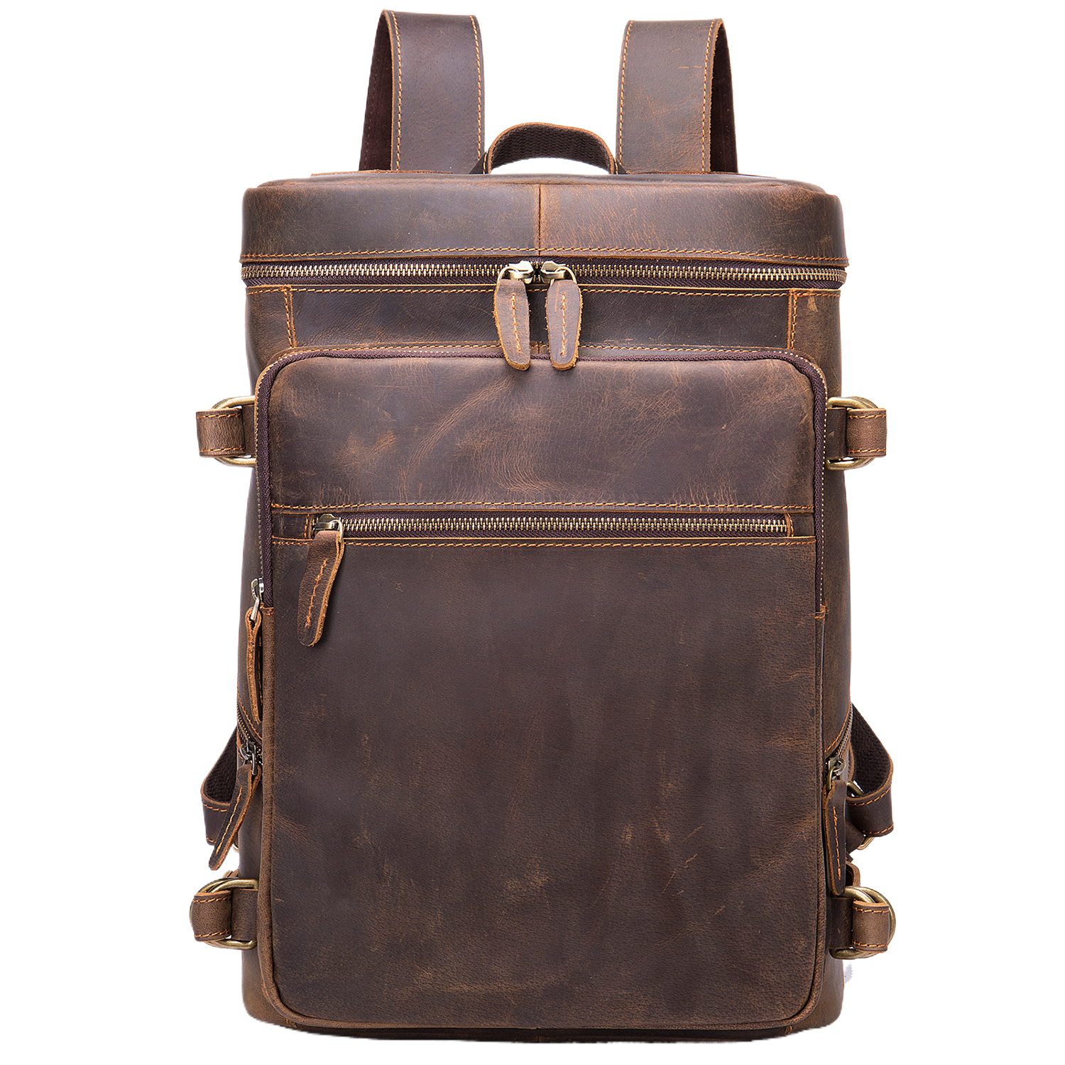 Men's retro Genginue leather backpack 5
