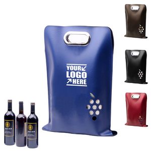 3 Bottle PU Leather Wine Bag With Grape Window And Metal Handle 7