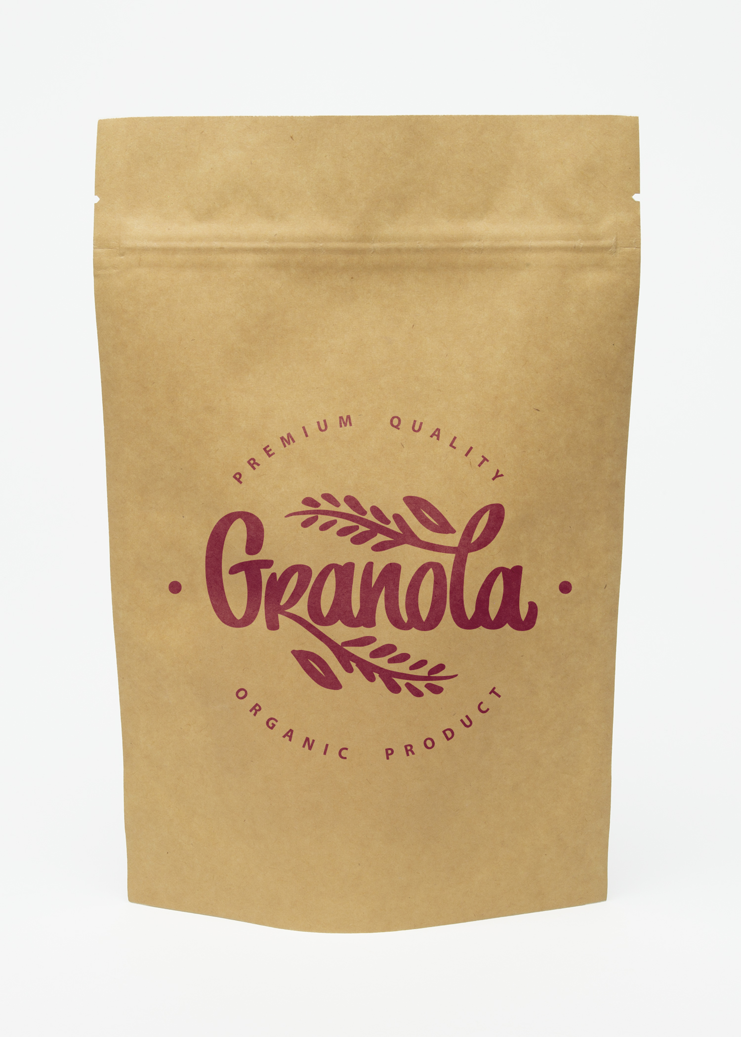 One Color Stand Up Kraft Pouch w/Clear Back (6"W x 9"H x 3"D)