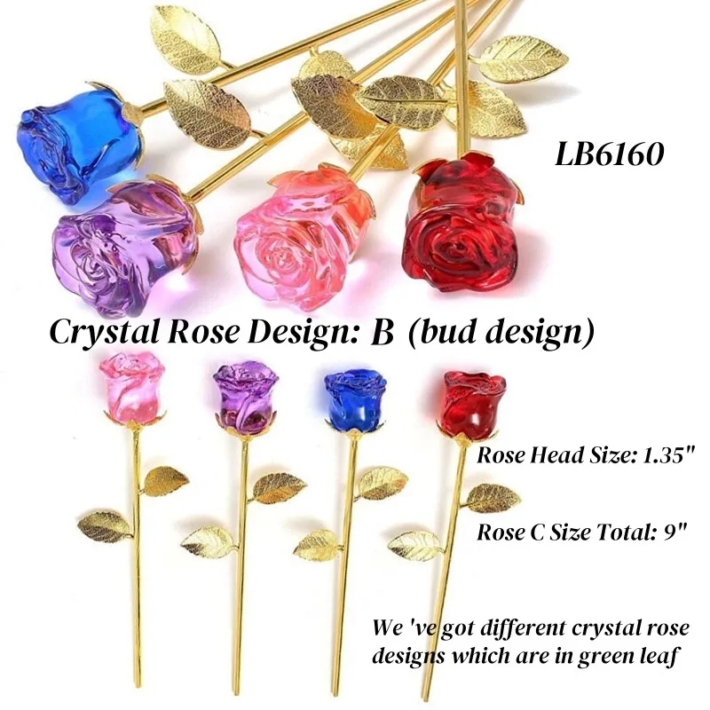 Wholesale Red Crystal Rose in Vase Flower Bouquet Gift Set 7