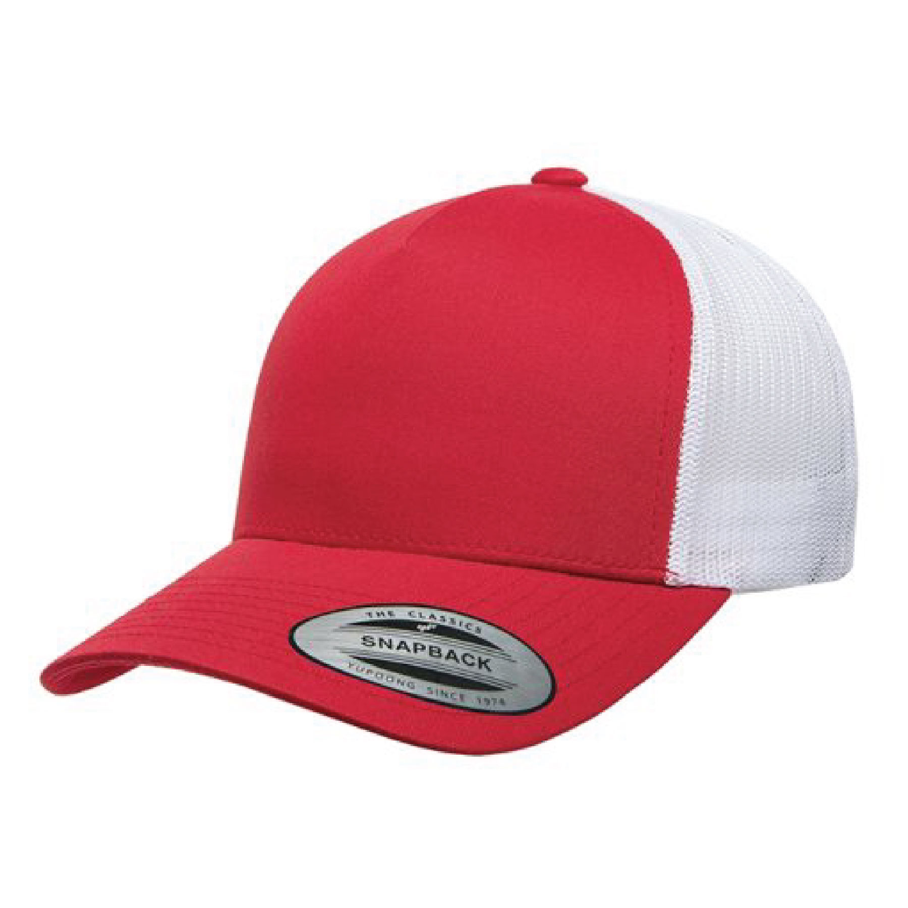Yupoong 6506 YP Classics Five-Panel Retro Trucker Hat with Leatherette Patches or Embroidery 24