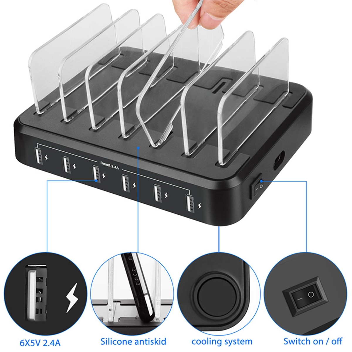 Custom Portable High Quality 6 Port USB Charging Station 2