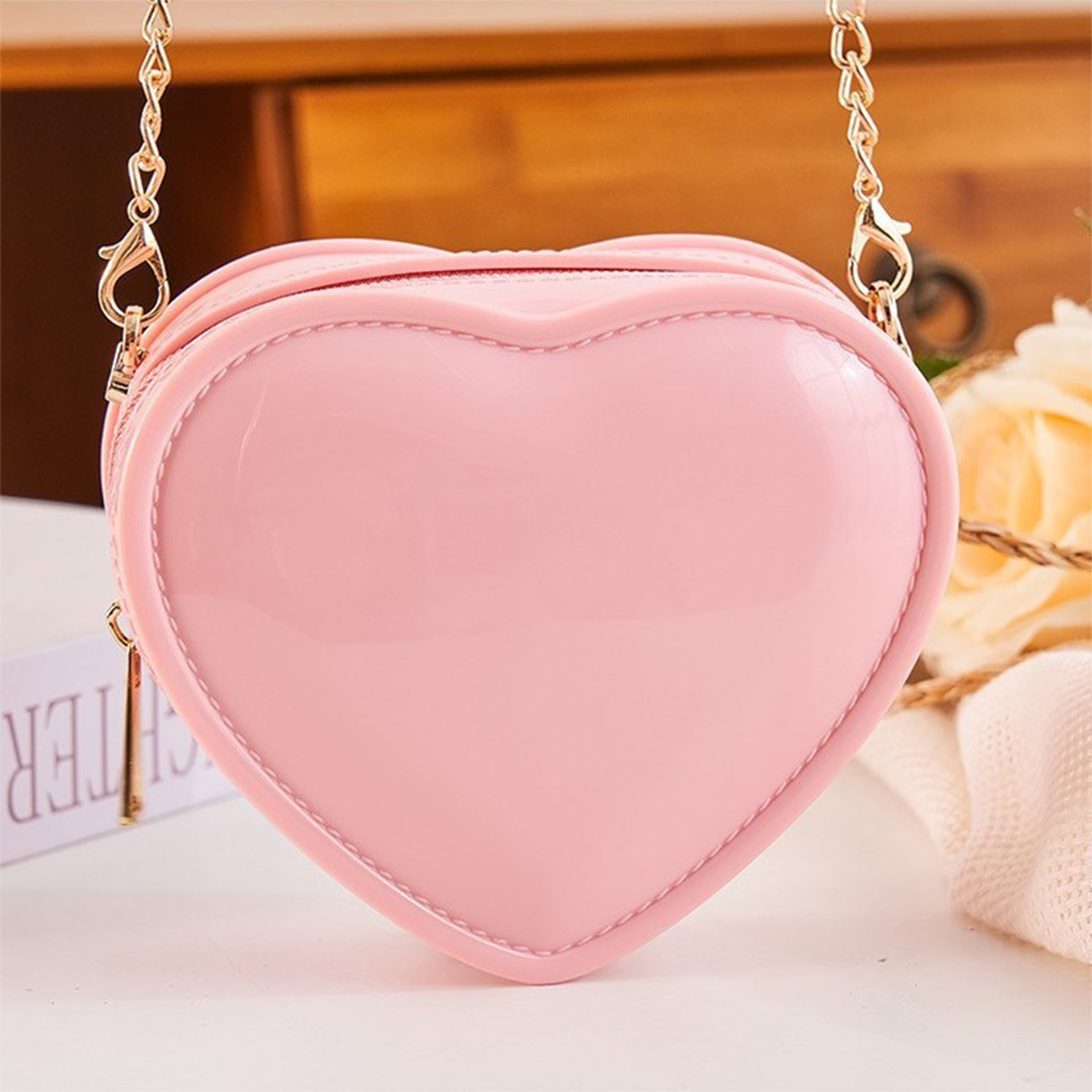 Pvc Mini Heart-Shaped Diagonal Cross Handbag 4