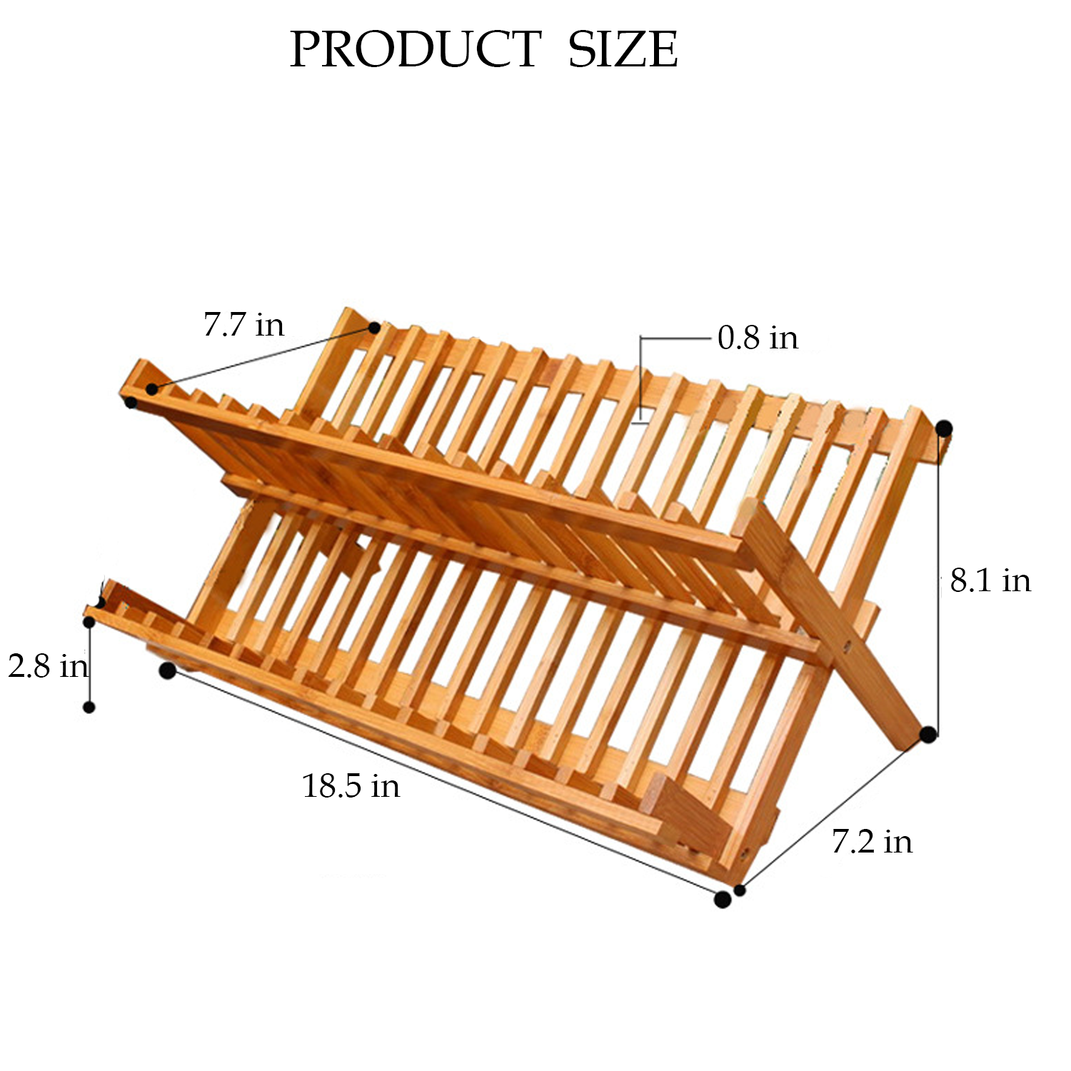 Bamboo Folding 2-Tier Dish Drying Rack with Utensil Holder 7