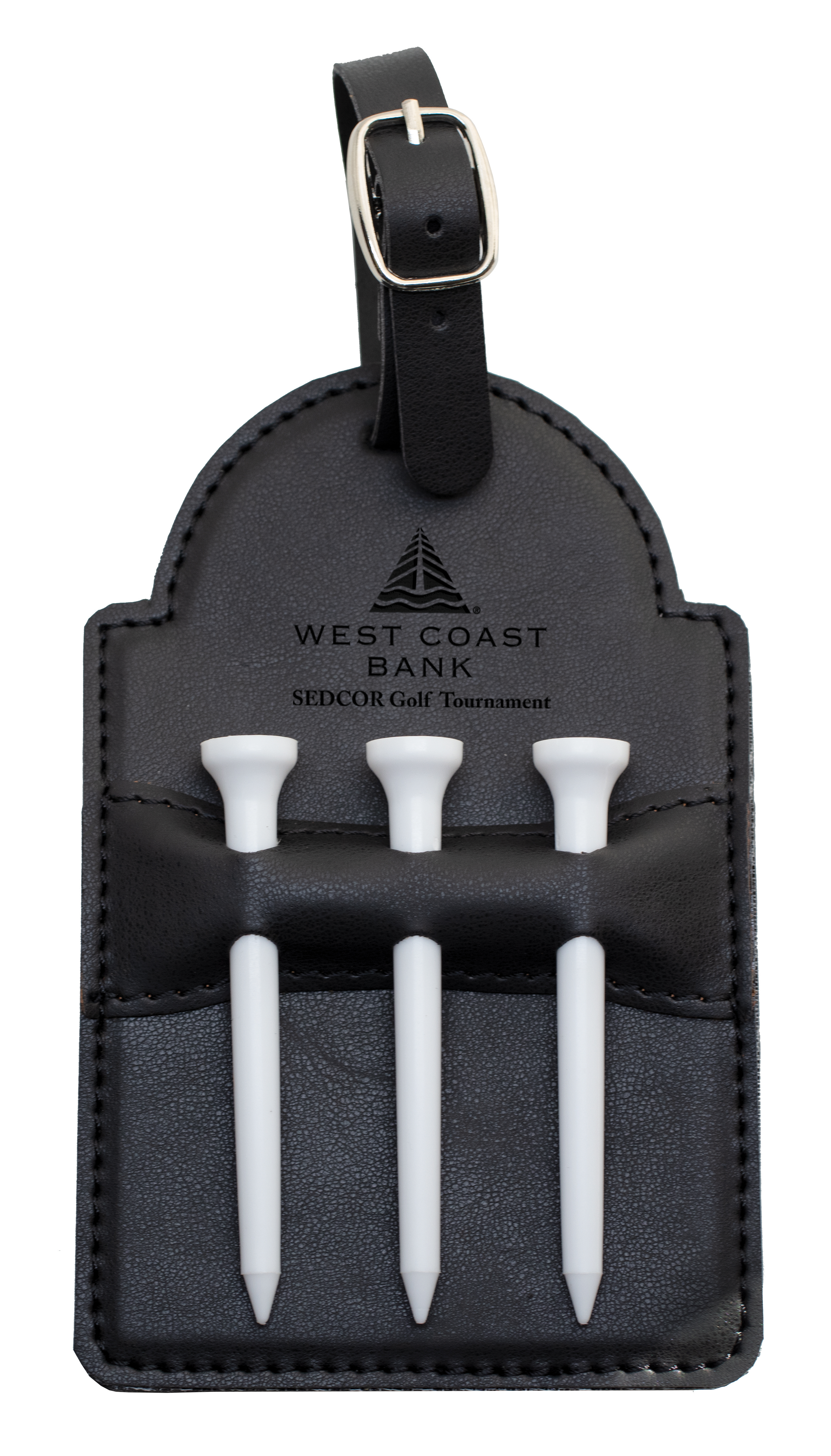 Black Pleather Golf Bag Tag