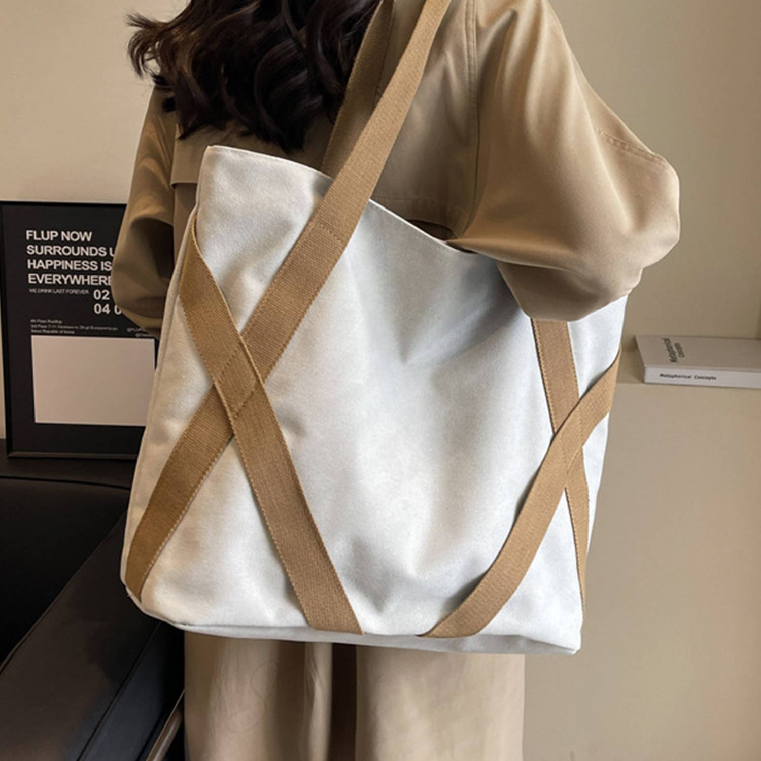 Travel Reusable Canvas Tote Bag Daily Shoulder Handbag 3