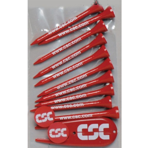 Value Poly Bag Pack w/ Ten 2 3/4" Tees, 2 Markers & 1 Divot Fixer 2