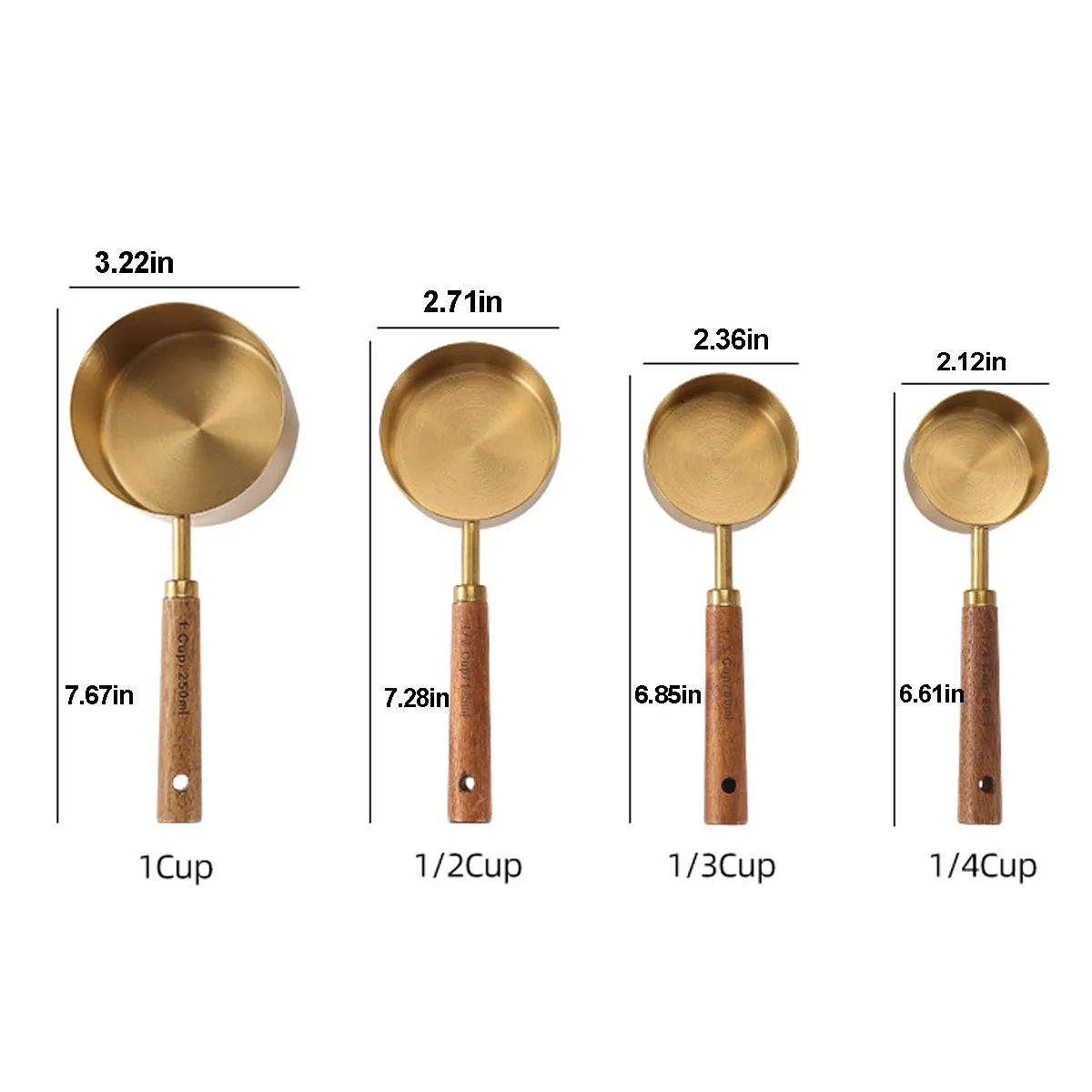 8Pcs Wood Handle Stainless Stee Measuring Cup And Spoon Set 5