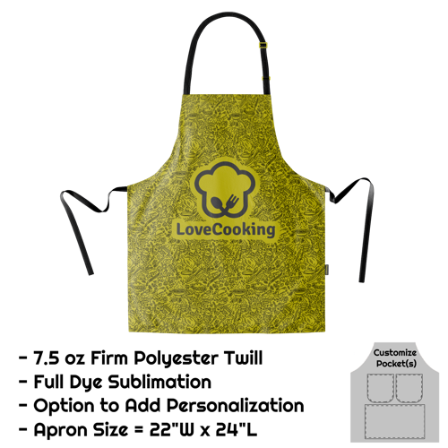 Poly Twill Sublimation Bib Apron - 22"W X 24"L 2