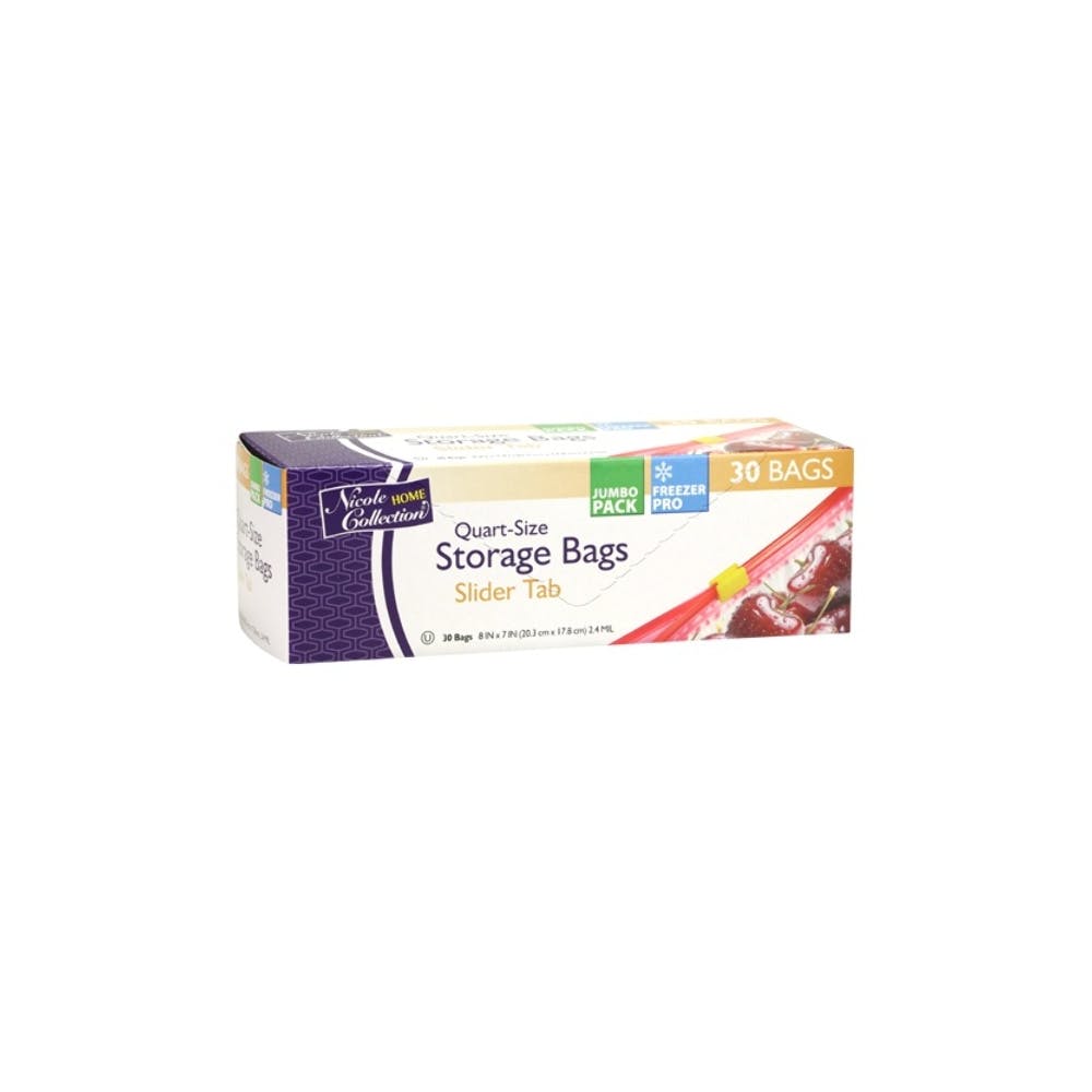 Quart-Size Slider Tab Storage Bags - 30-Pack Freezer Ready 2