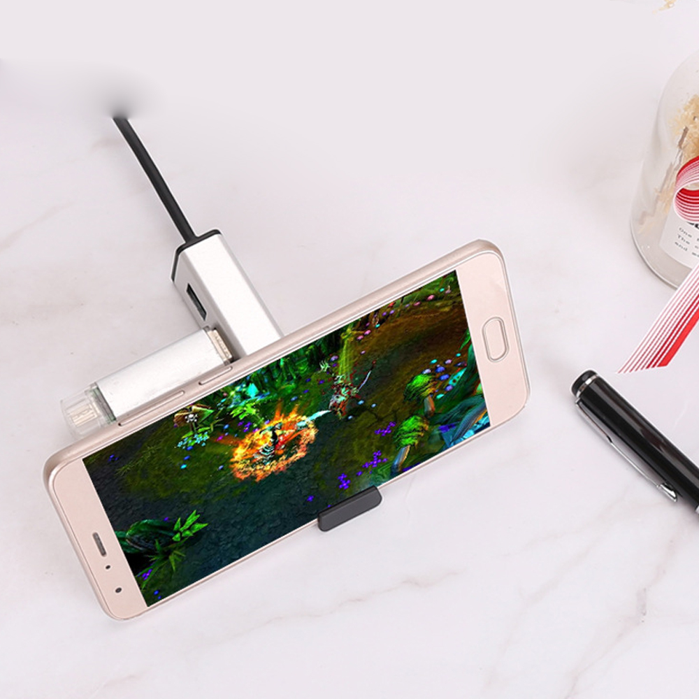 USB2.0 HUB aluminum alloy 4-port splitter With Phone Stand 2